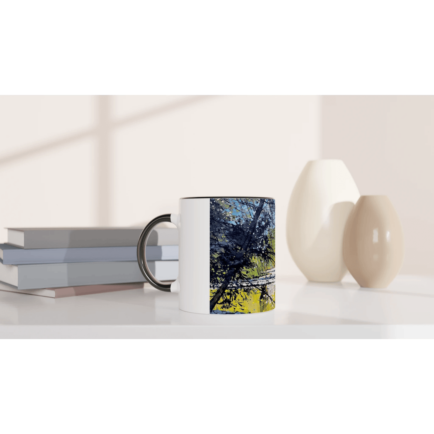 Golden triangle - White 11oz Ceramic Mug with Color Inside - eduardgurevich