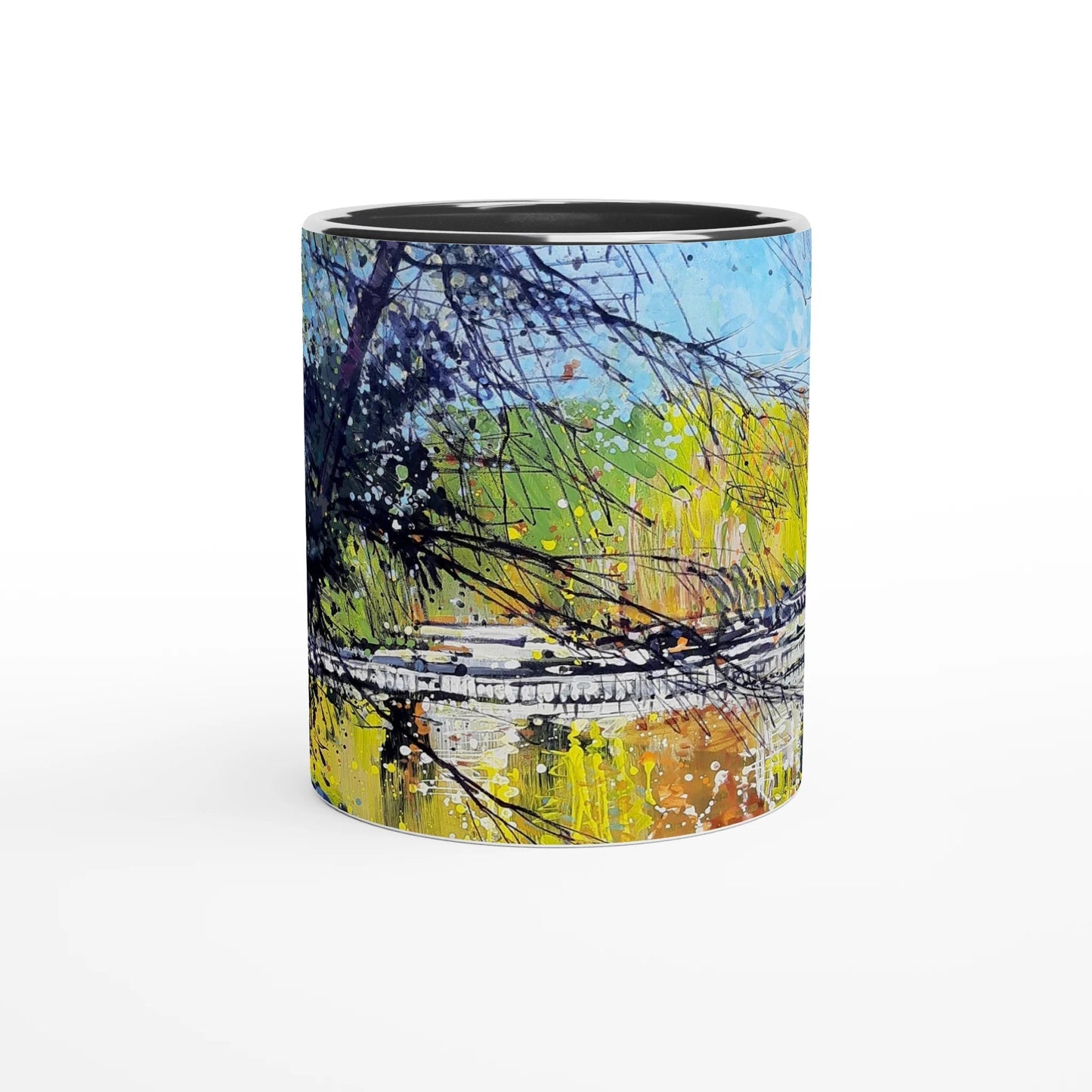 Golden triangle - White 11oz Ceramic Mug with Color Inside - eduardgurevich