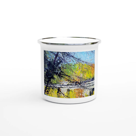 Golden triangle - White 12oz Enamel Mug - eduardgurevich