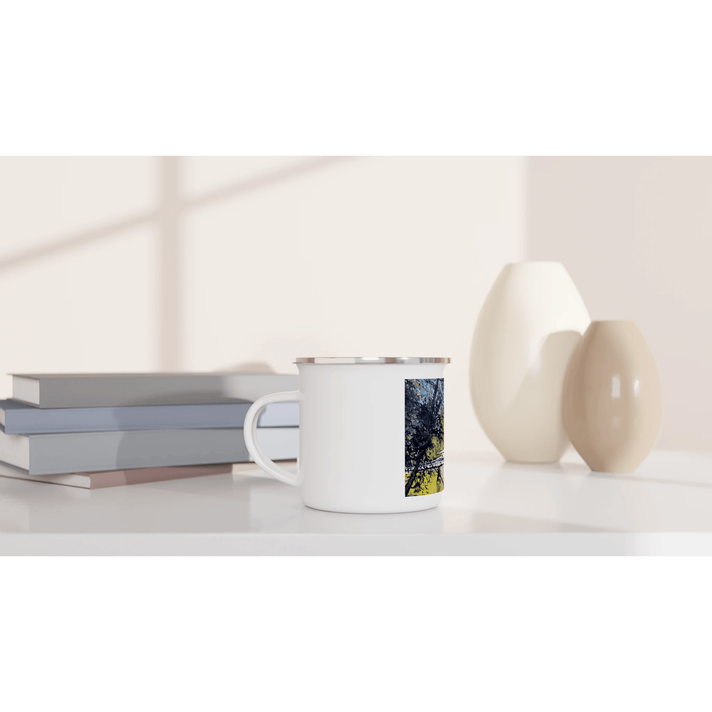 Golden triangle - White 12oz Enamel Mug - eduardgurevich
