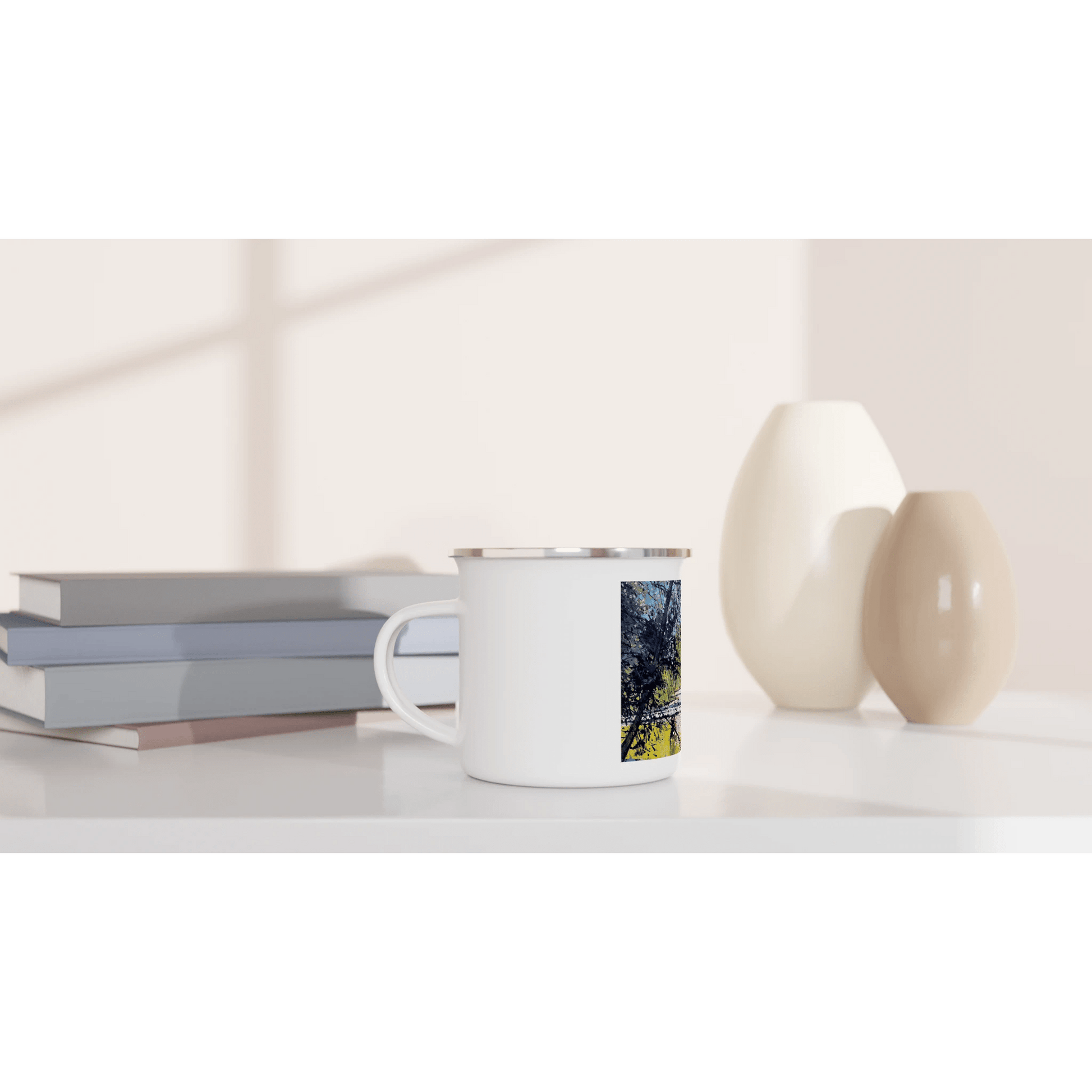 Golden triangle - White 12oz Enamel Mug - eduardgurevich