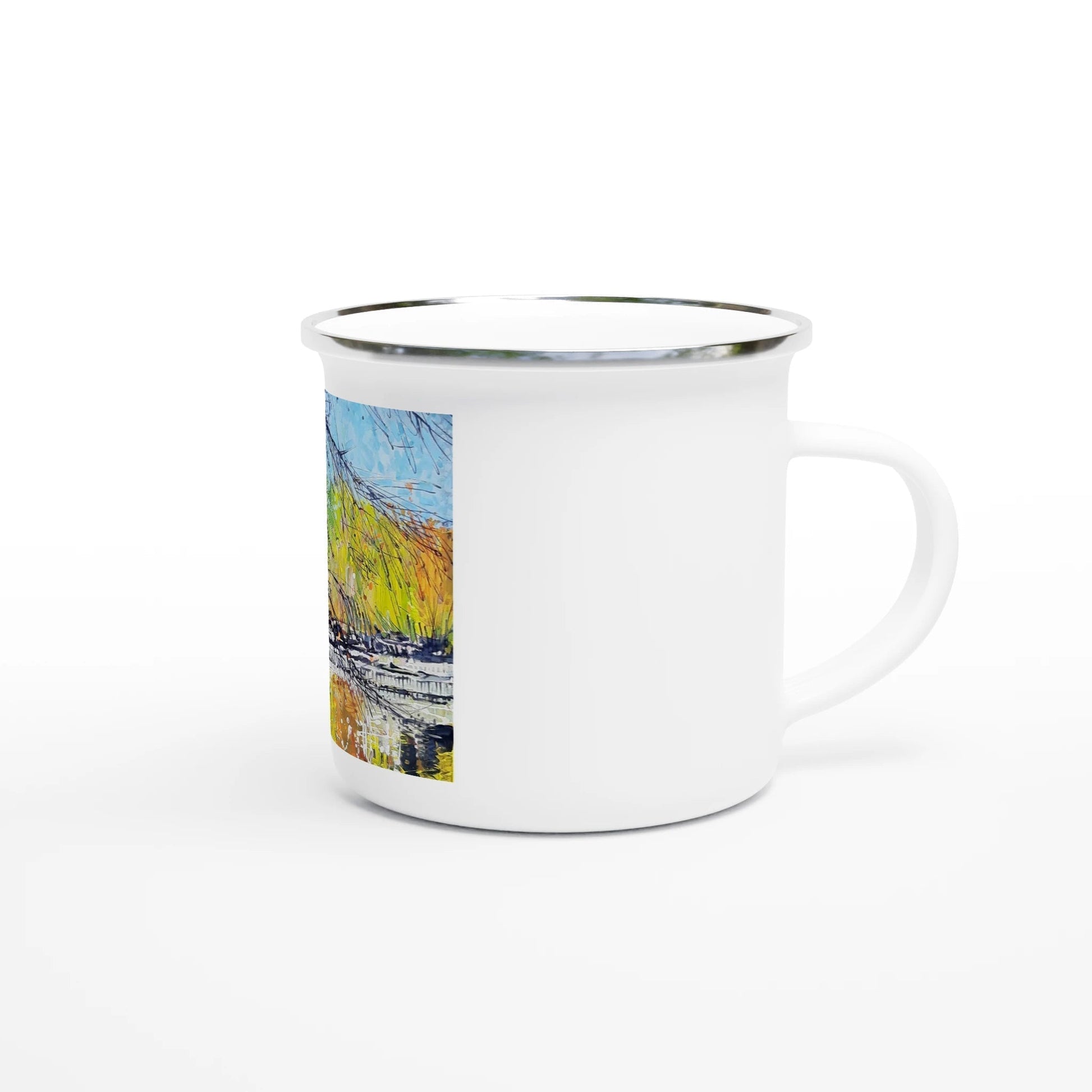 Golden triangle - White 12oz Enamel Mug - eduardgurevich