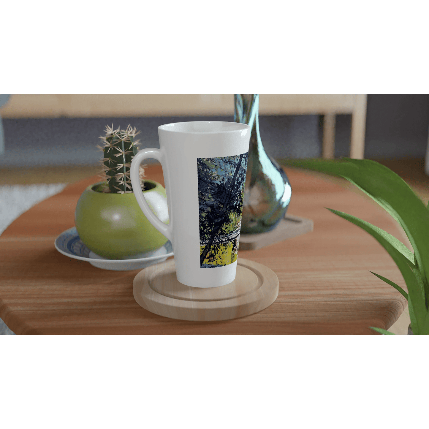 Golden triangle - White Latte 17oz Ceramic Mug - eduardgurevich