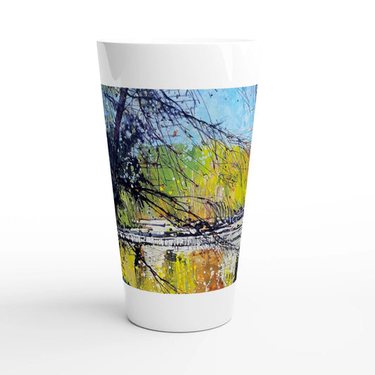 Golden triangle - White Latte 17oz Ceramic Mug - eduardgurevich