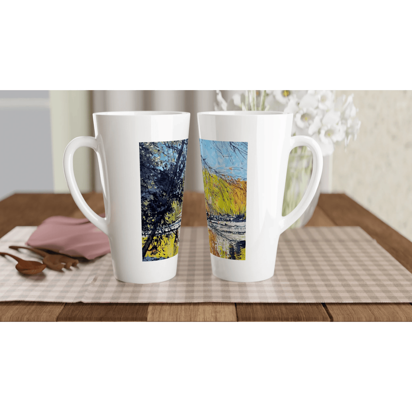 Golden triangle - White Latte 17oz Ceramic Mug - eduardgurevich