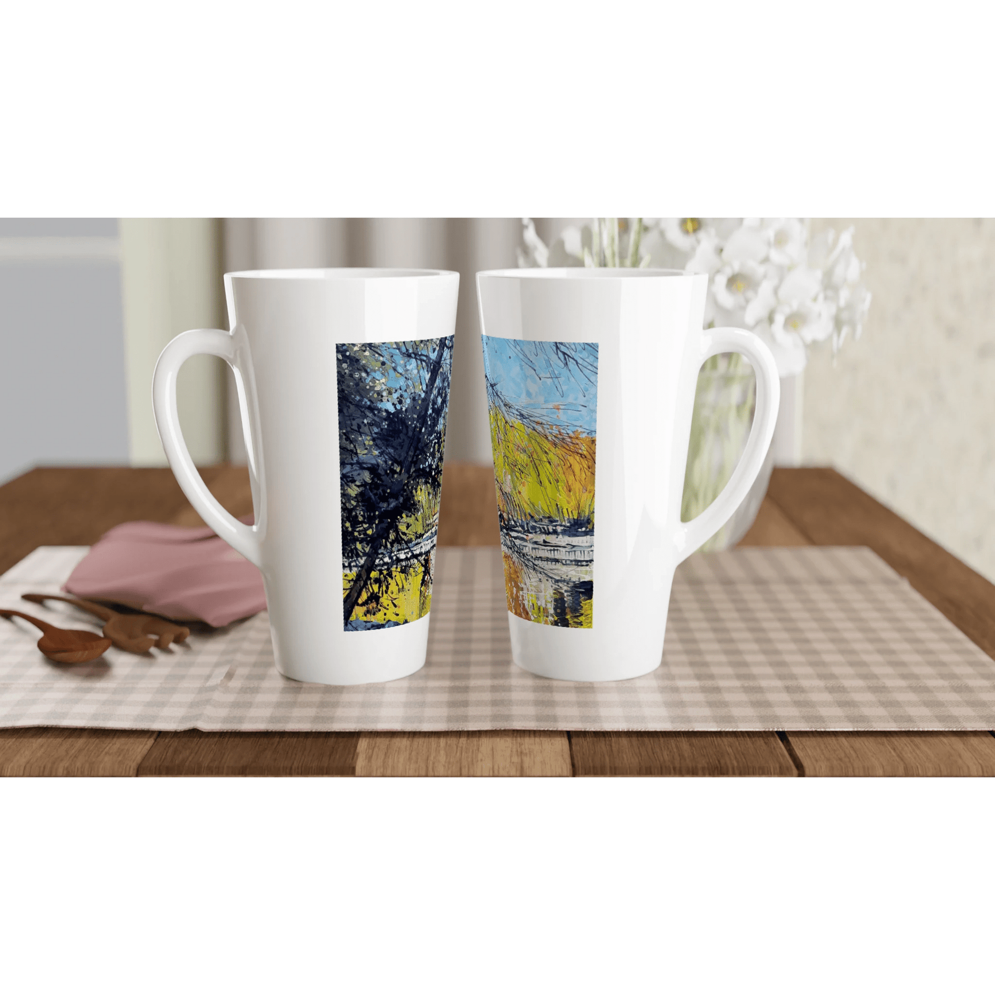 Golden triangle - White Latte 17oz Ceramic Mug - eduardgurevich