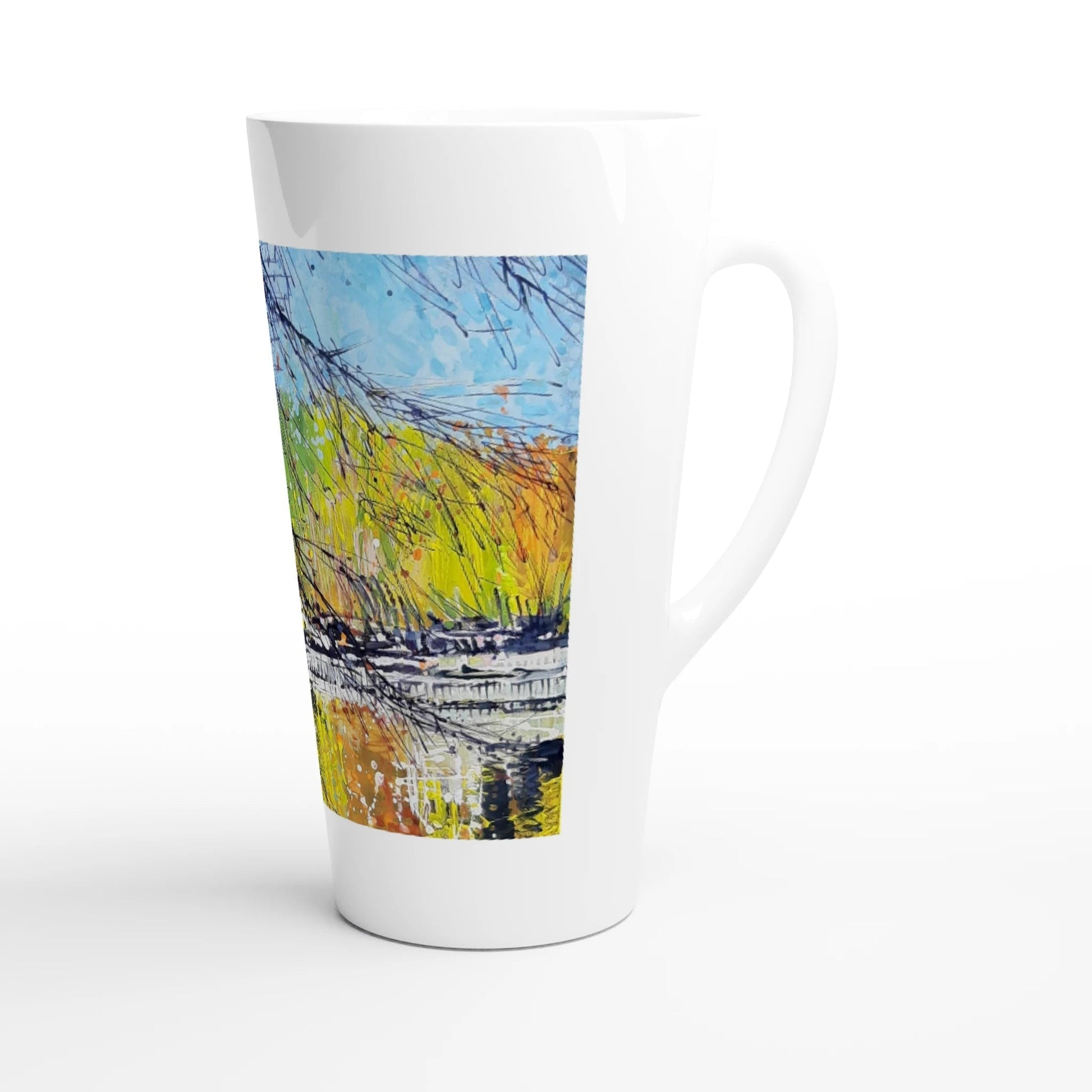 Golden triangle - White Latte 17oz Ceramic Mug - eduardgurevich