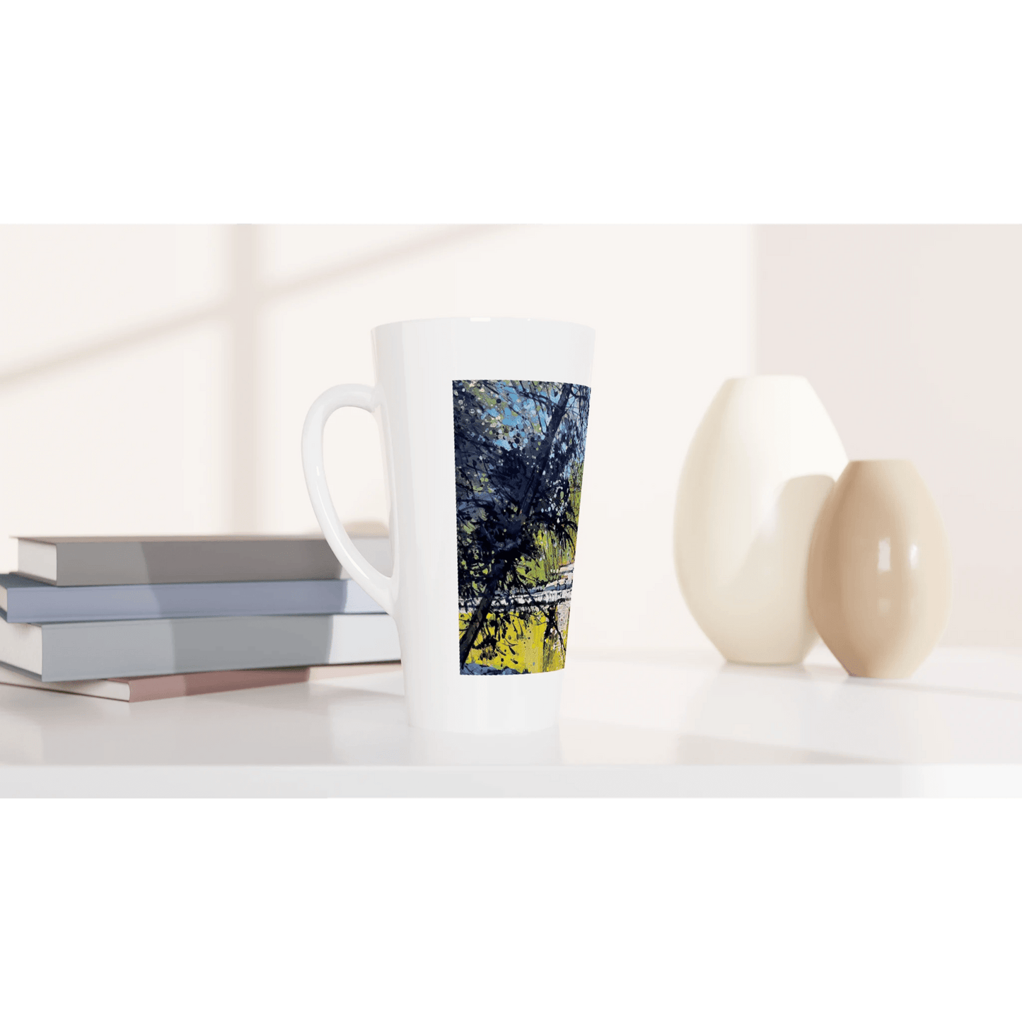 Golden triangle - White Latte 17oz Ceramic Mug - eduardgurevich