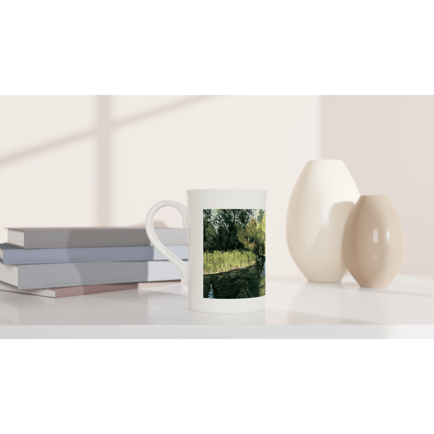 Good morning Good luck - White 10oz Porcelain Slim Mug - eduardgurevich