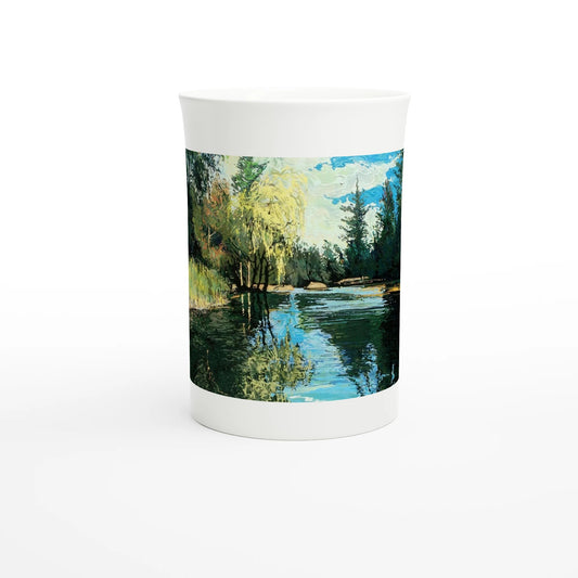 Good morning Good luck - White 10oz Porcelain Slim Mug - eduardgurevich