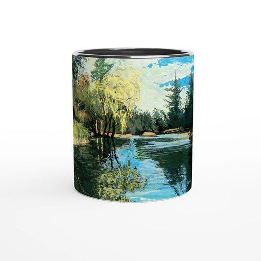 Good morning Good luck - White 11oz Ceramic Mug with Color Inside - eduardgurevich