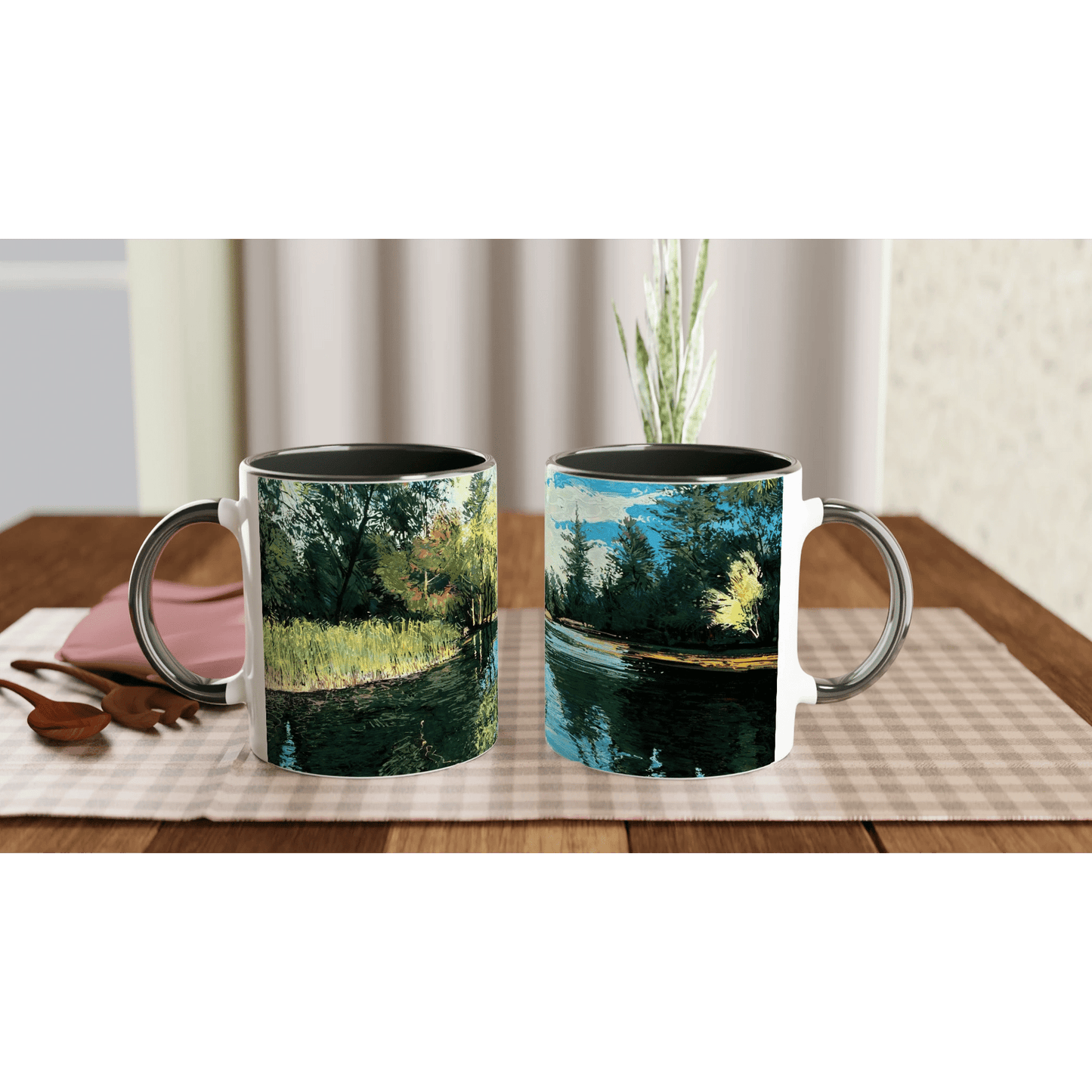 Good morning Good luck - White 11oz Ceramic Mug with Color Inside - eduardgurevich