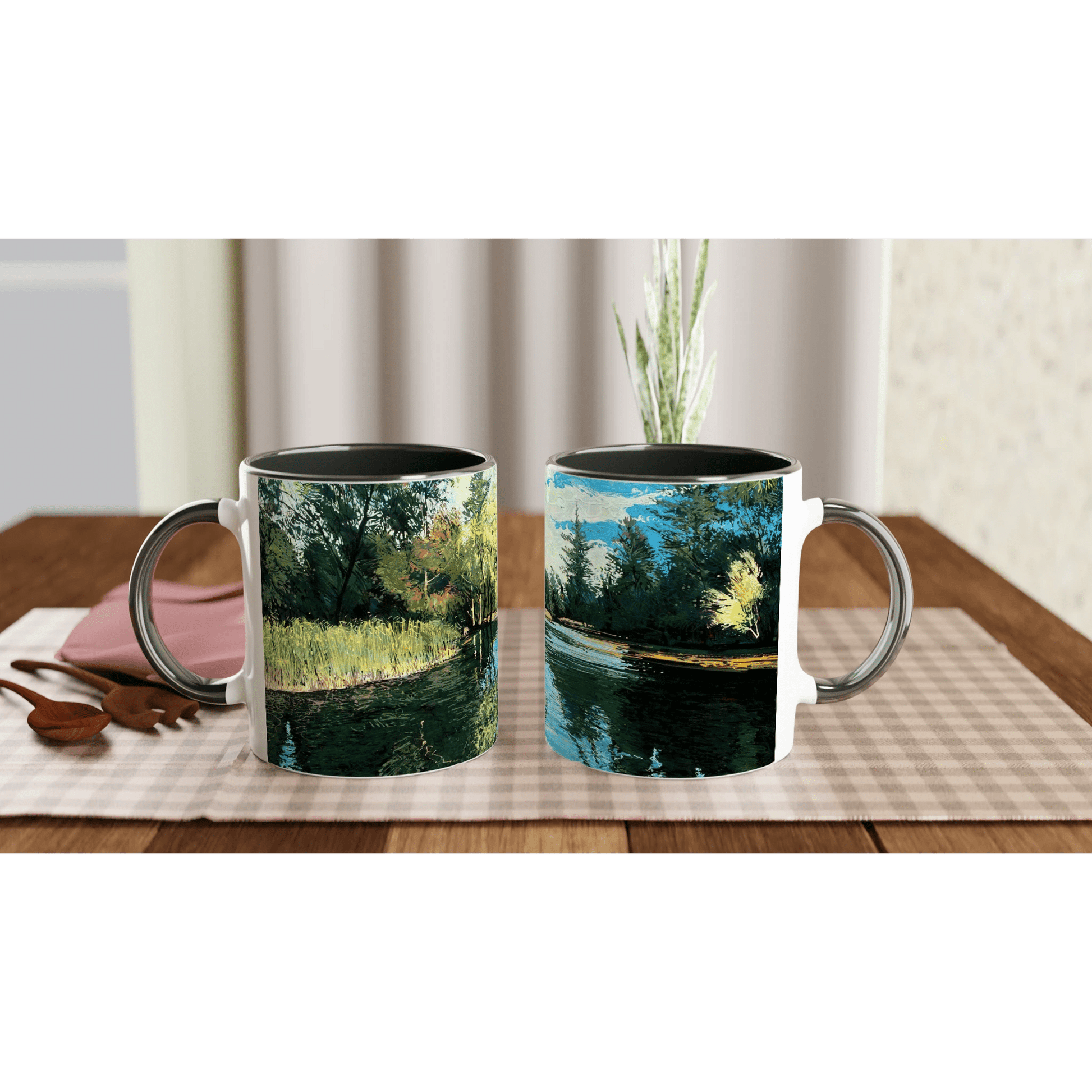 Good morning Good luck - White 11oz Ceramic Mug with Color Inside - eduardgurevich