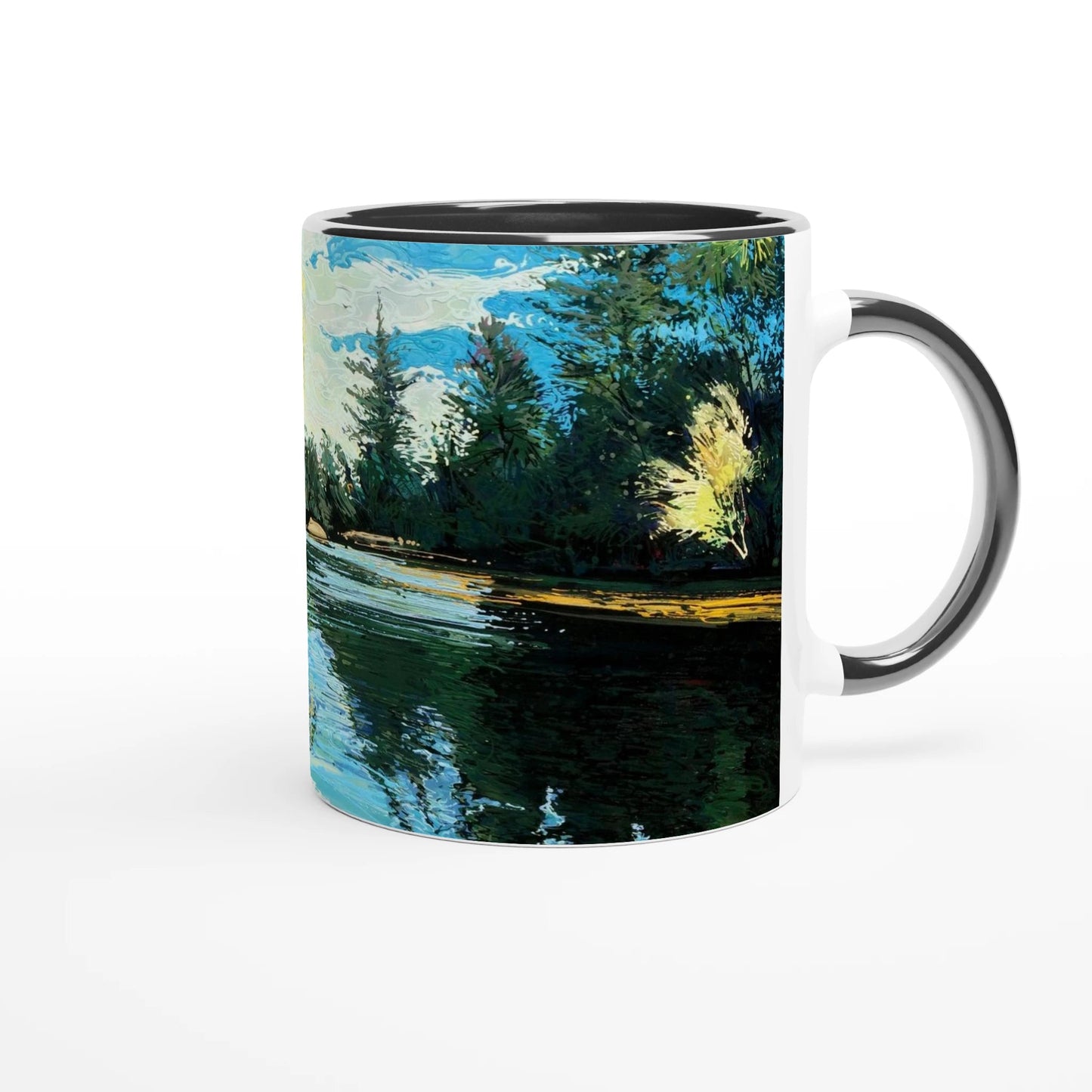 Good morning Good luck - White 11oz Ceramic Mug with Color Inside - eduardgurevich