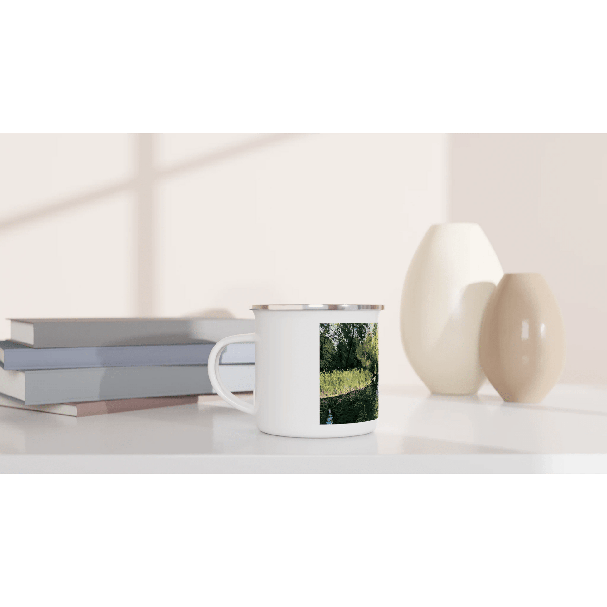 Good morning Good luck - White 12oz Enamel Mug - eduardgurevich