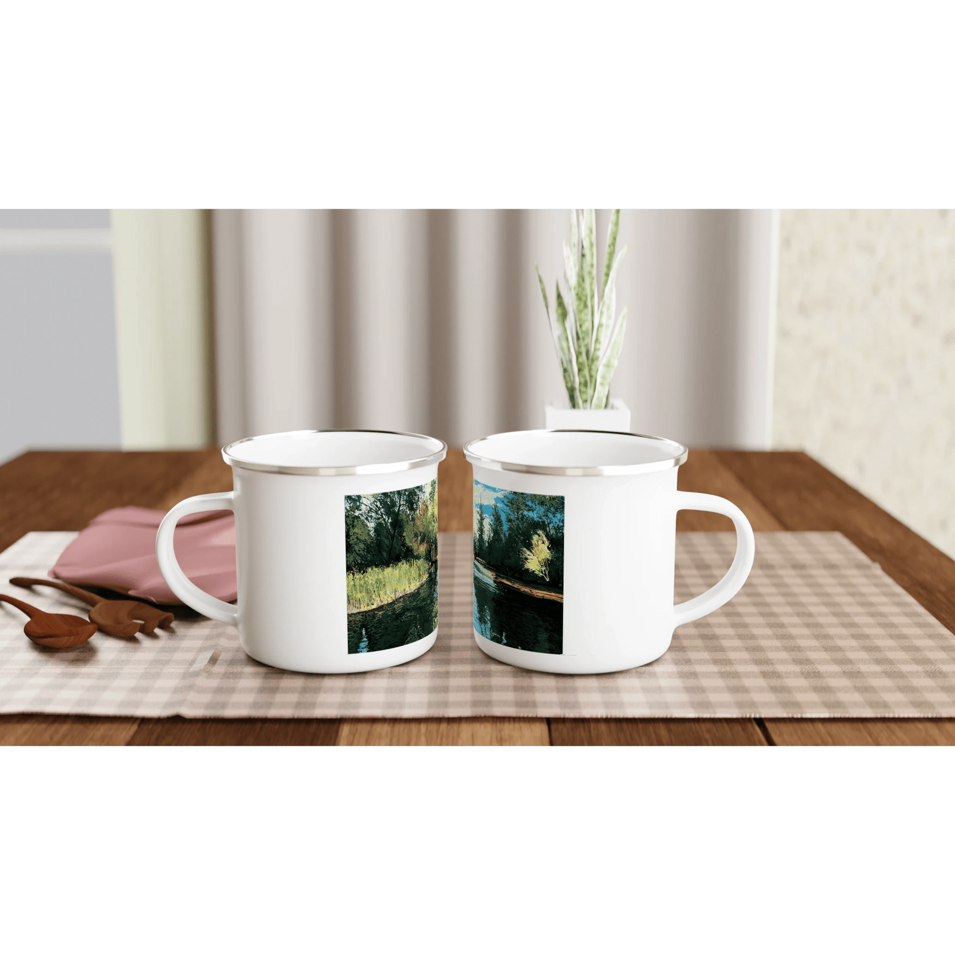 Good morning Good luck - White 12oz Enamel Mug - eduardgurevich