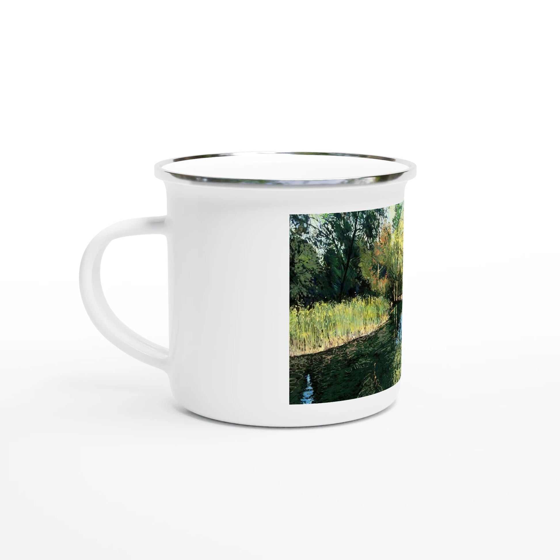 Good morning Good luck - White 12oz Enamel Mug - eduardgurevich