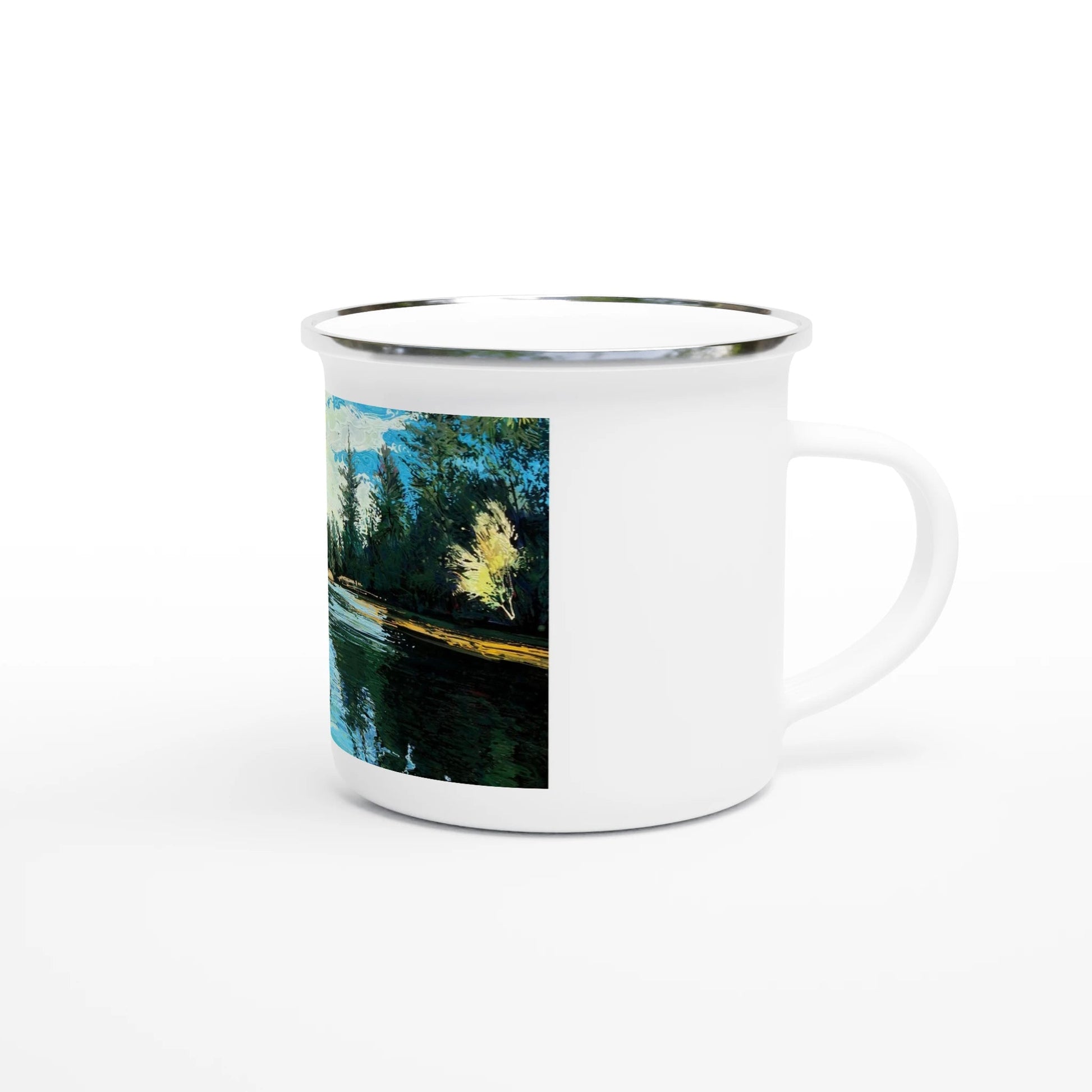 Good morning Good luck - White 12oz Enamel Mug - eduardgurevich