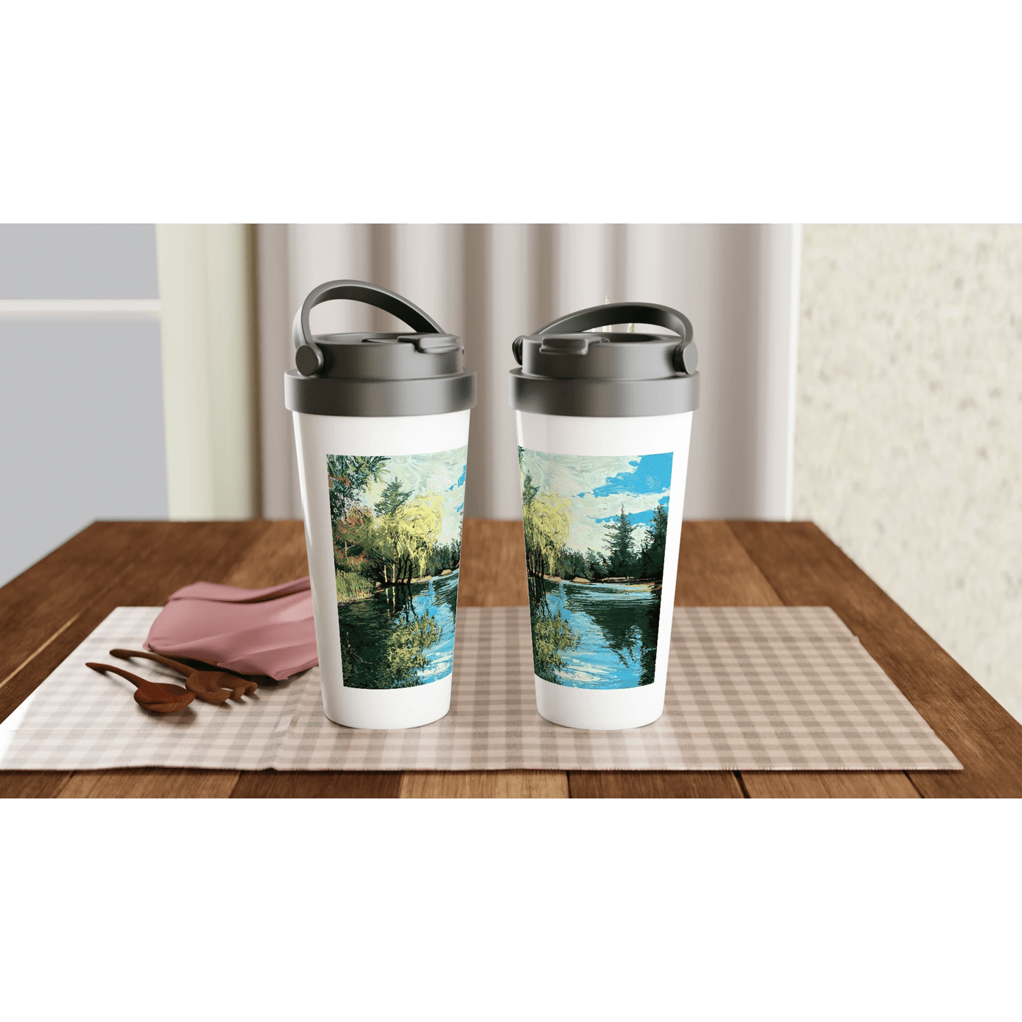 Good morning Good luck - White 15oz Stainless Steel Travel Mug - eduardgurevich