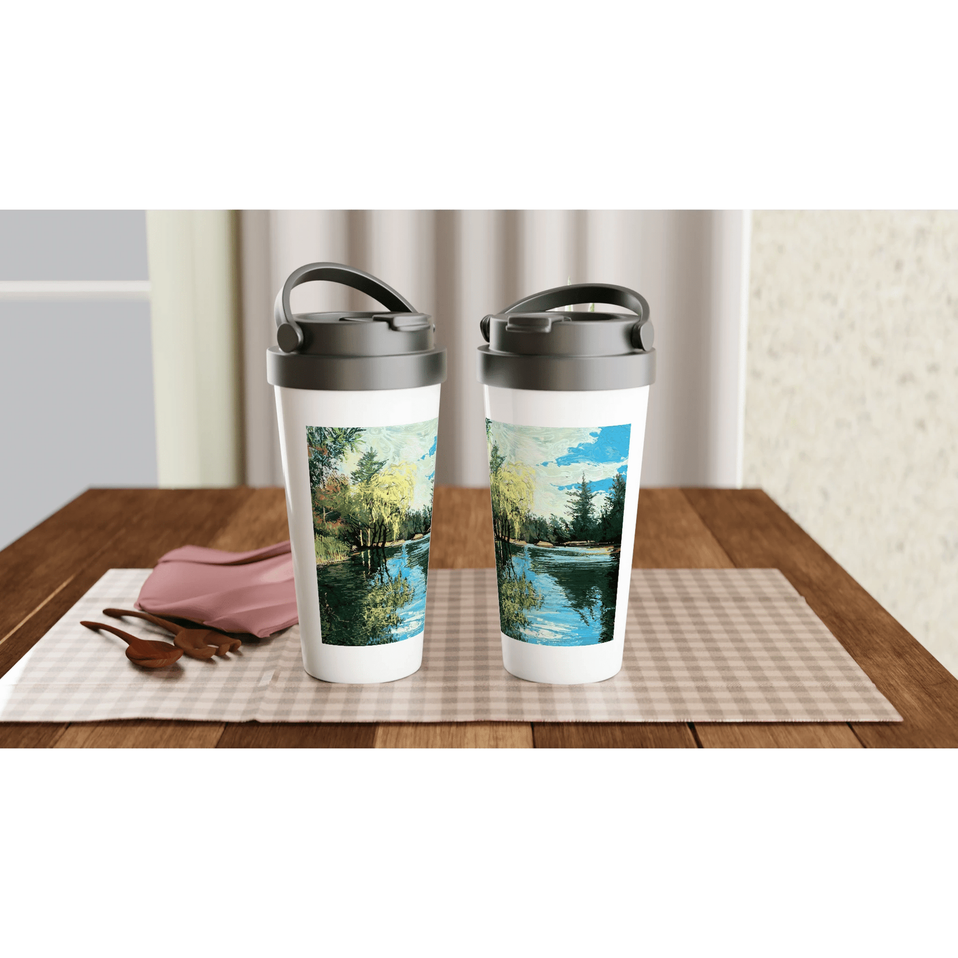 Good morning Good luck - White 15oz Stainless Steel Travel Mug - eduardgurevich