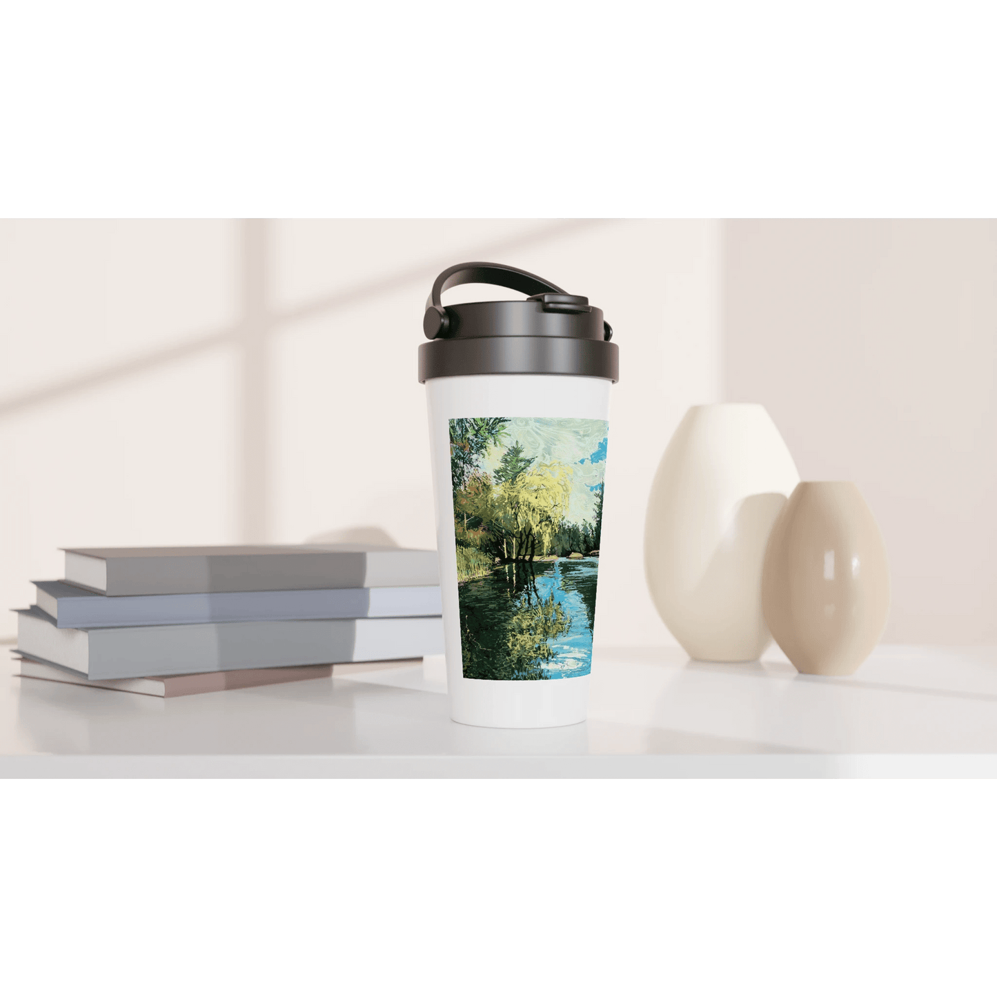 Good morning Good luck - White 15oz Stainless Steel Travel Mug - eduardgurevich