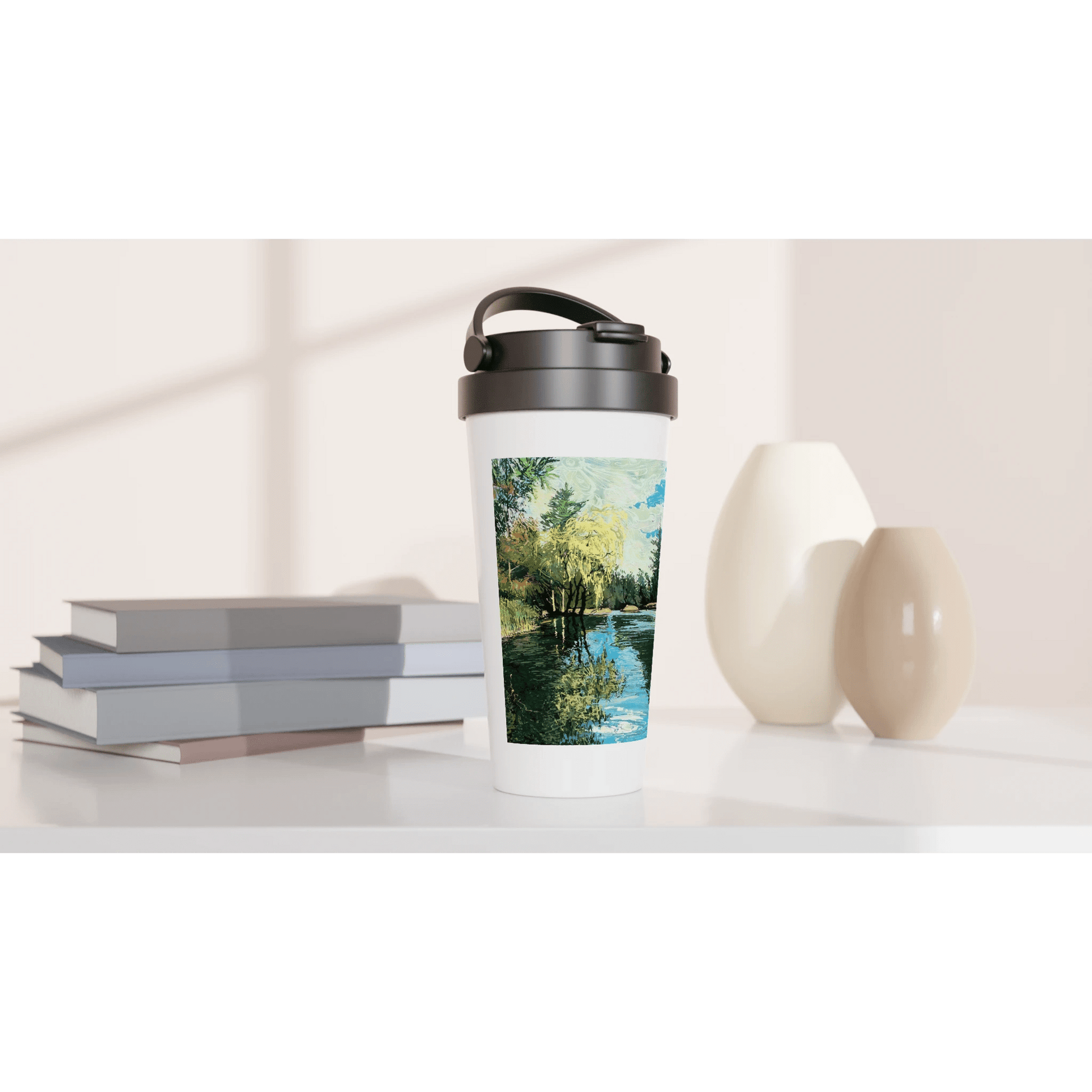 Good morning Good luck - White 15oz Stainless Steel Travel Mug - eduardgurevich