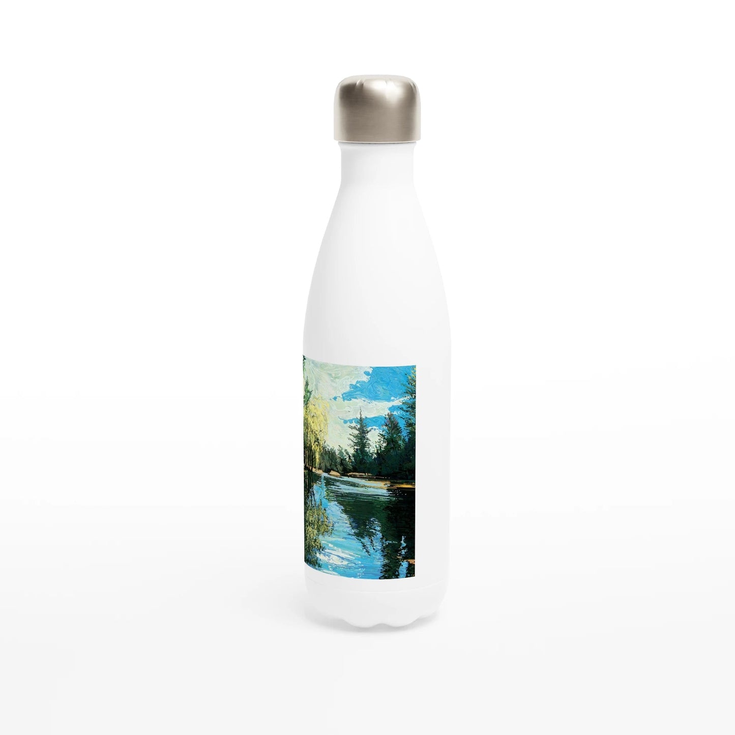Good morning Good luck - White 17oz Stainless Steel Water Bottle - eduardgurevich