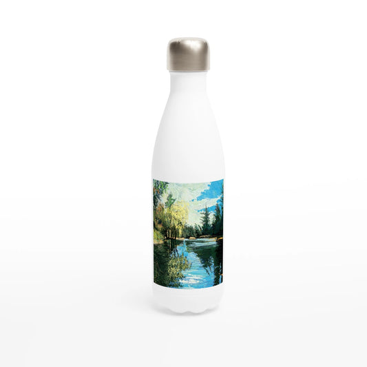 Good morning Good luck - White 17oz Stainless Steel Water Bottle - eduardgurevich