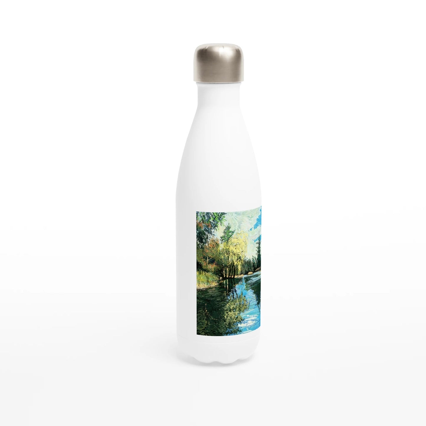 Good morning Good luck - White 17oz Stainless Steel Water Bottle - eduardgurevich