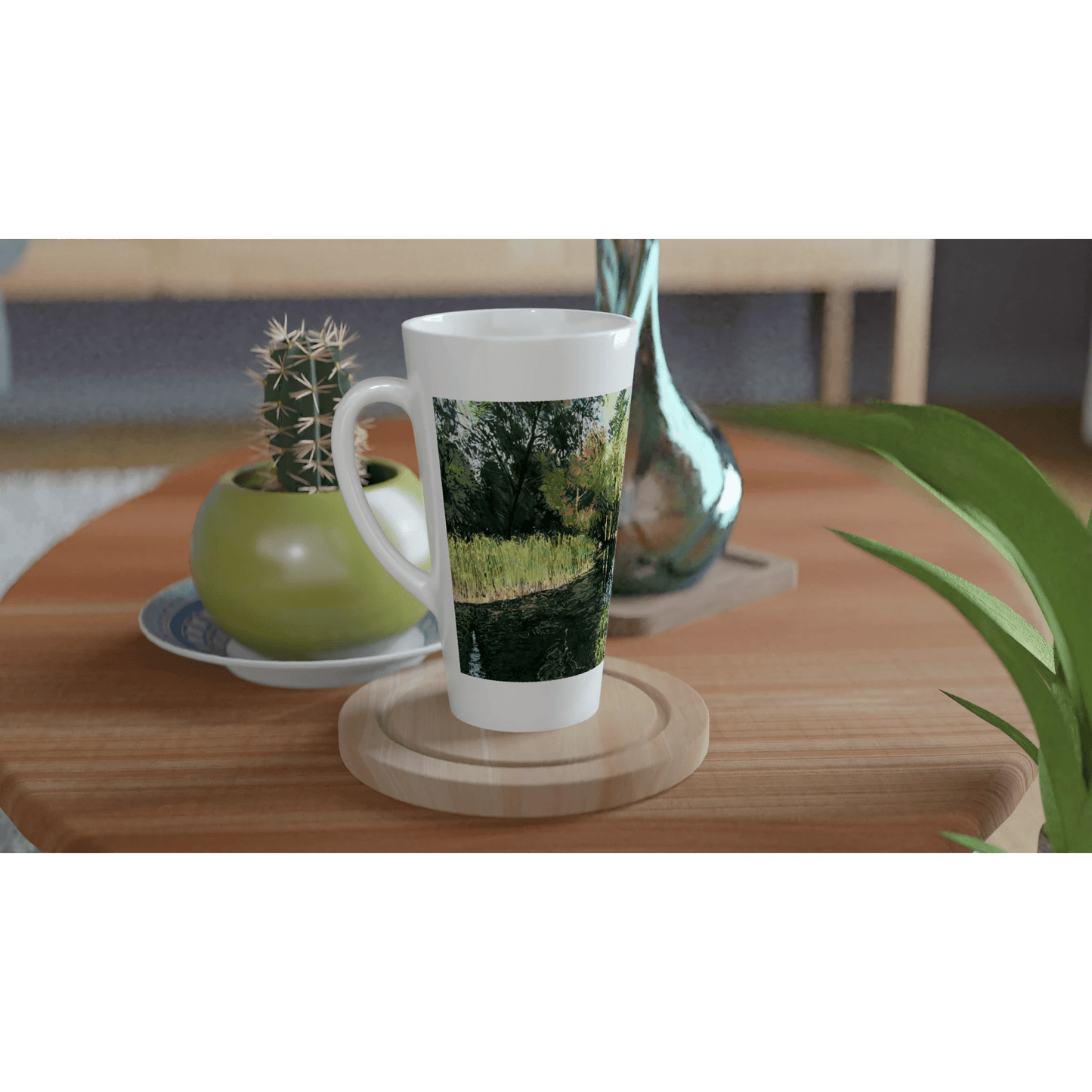 Good morning Good luck - White Latte 17oz Ceramic Mug - eduardgurevich