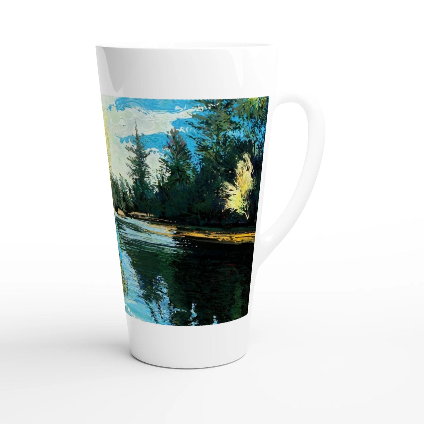 Good morning Good luck - White Latte 17oz Ceramic Mug - eduardgurevich