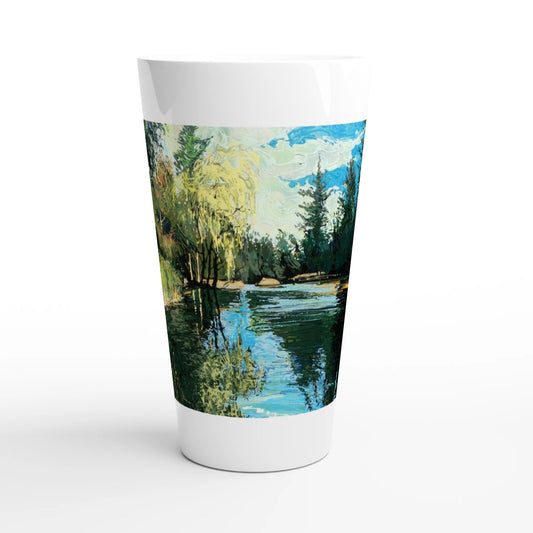 Good morning Good luck - White Latte 17oz Ceramic Mug - eduardgurevich