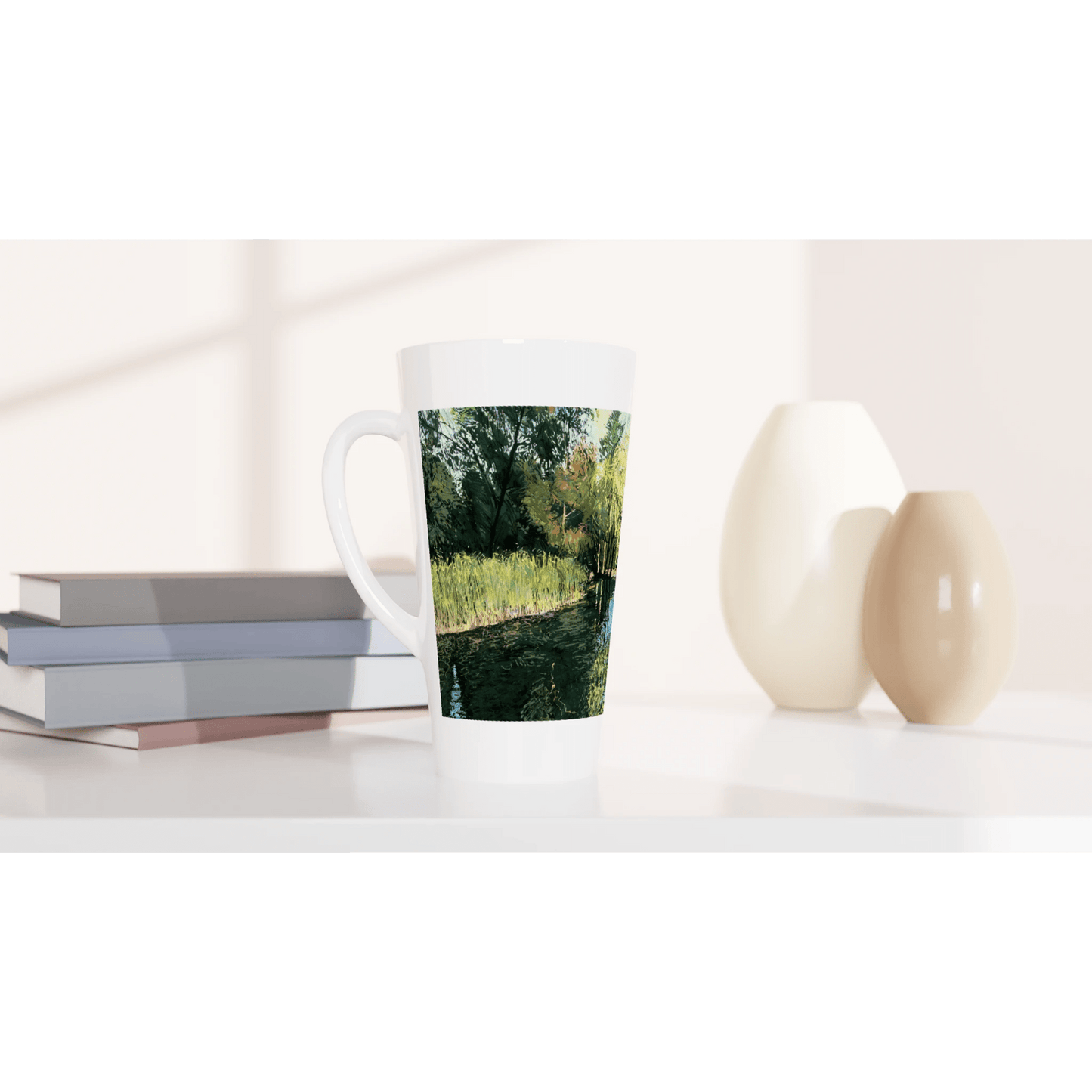Good morning Good luck - White Latte 17oz Ceramic Mug - eduardgurevich