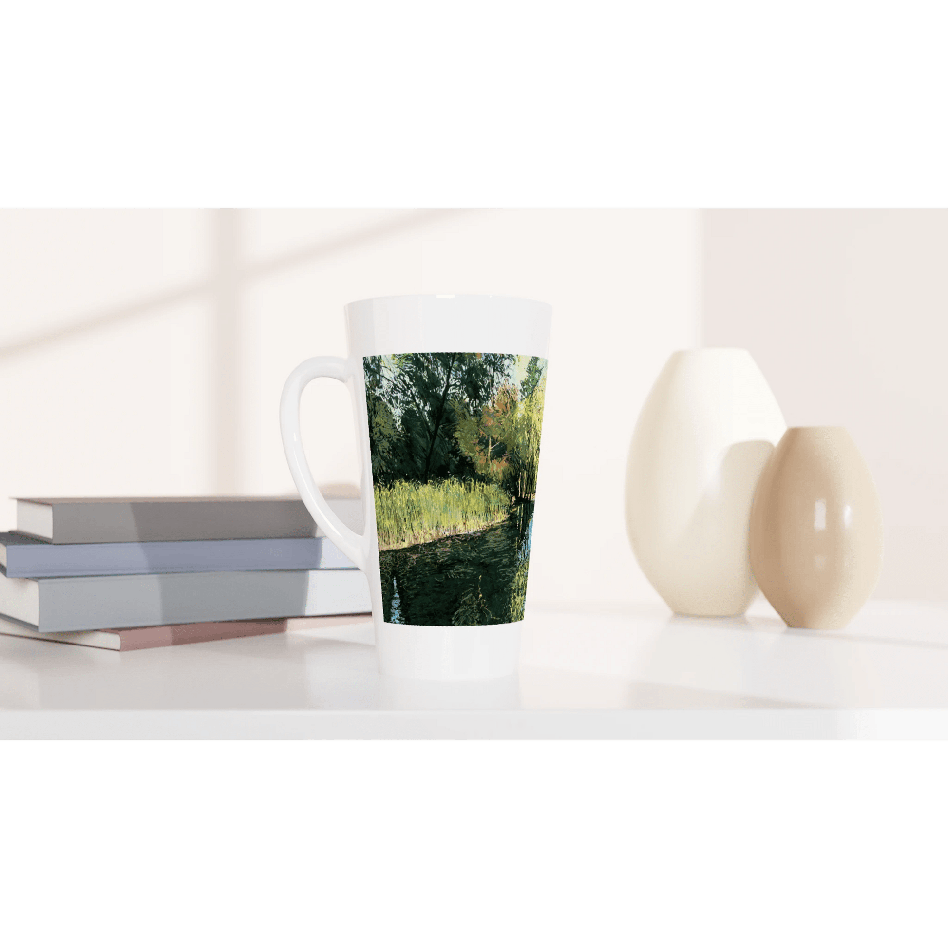 Good morning Good luck - White Latte 17oz Ceramic Mug - eduardgurevich