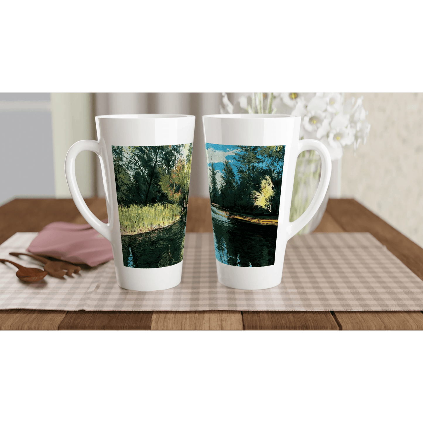 Good morning Good luck - White Latte 17oz Ceramic Mug - eduardgurevich