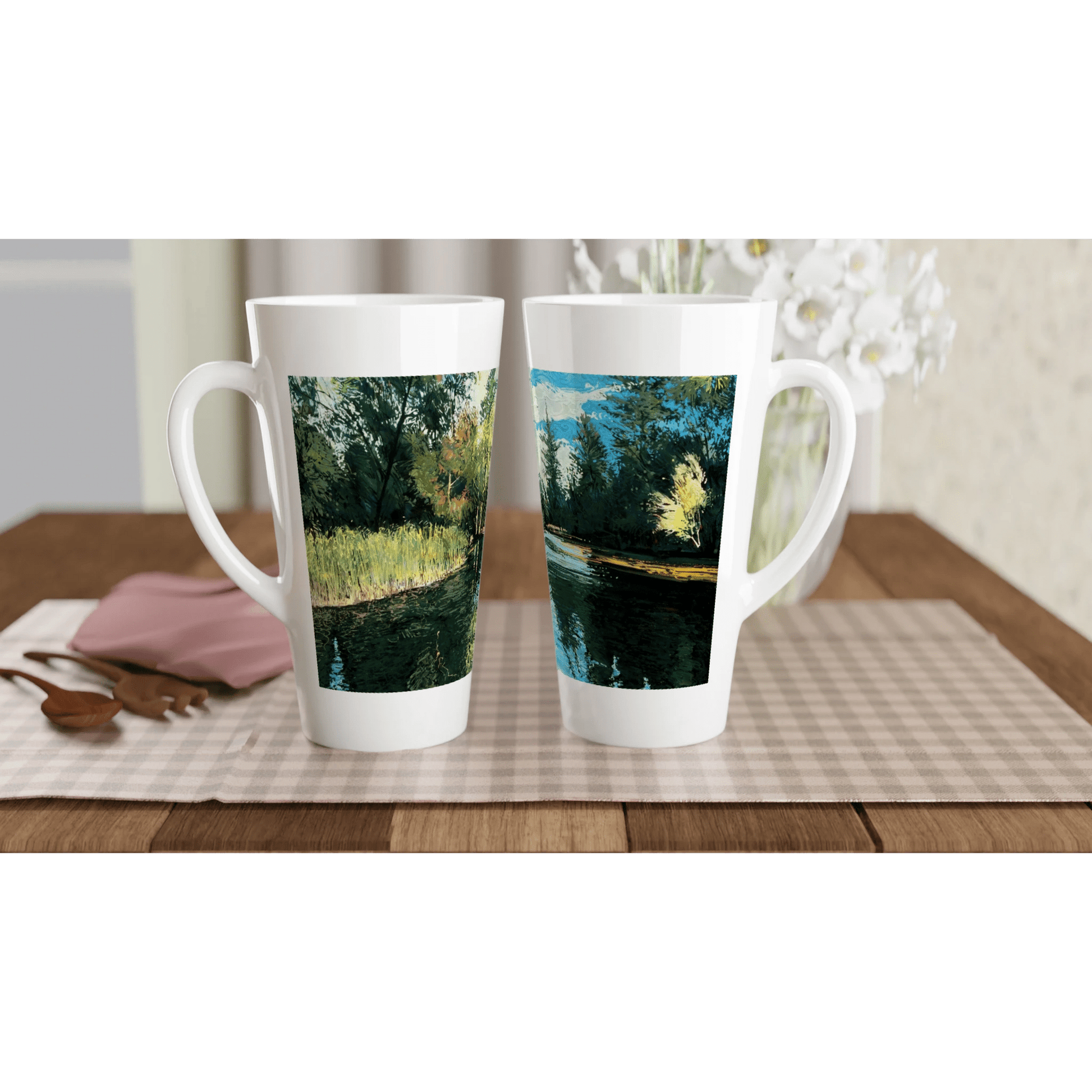 Good morning Good luck - White Latte 17oz Ceramic Mug - eduardgurevich