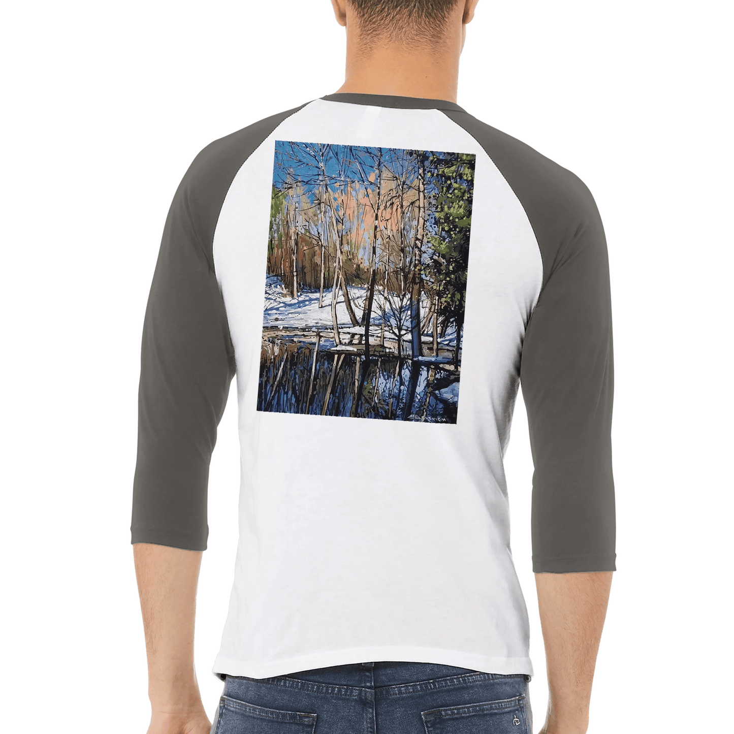 High visibility - Unisex 3/4 sleeve Raglan T-shirt - eduardgurevich S White and Asphalt
