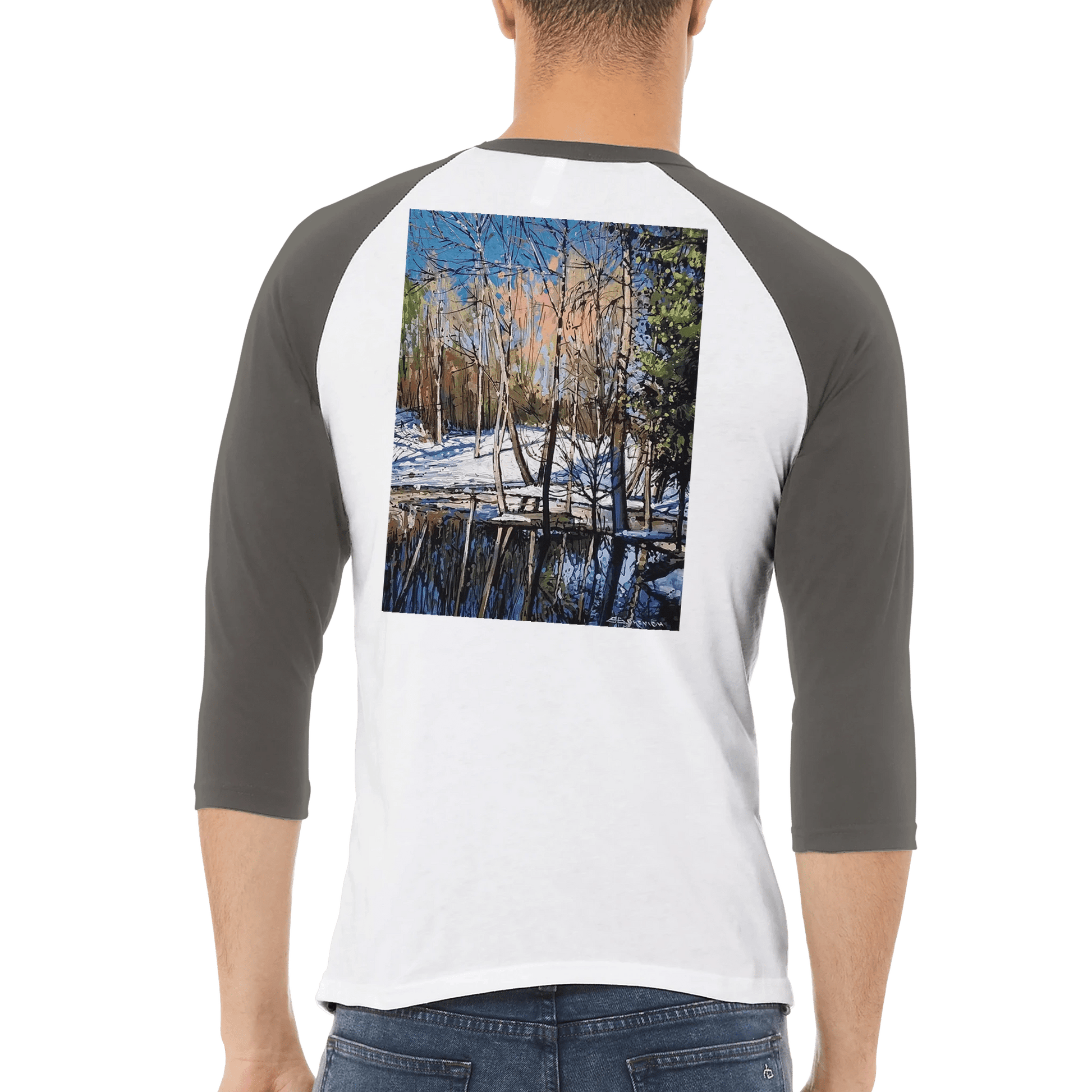 High visibility - Unisex 3/4 sleeve Raglan T-shirt - eduardgurevich S White and Asphalt