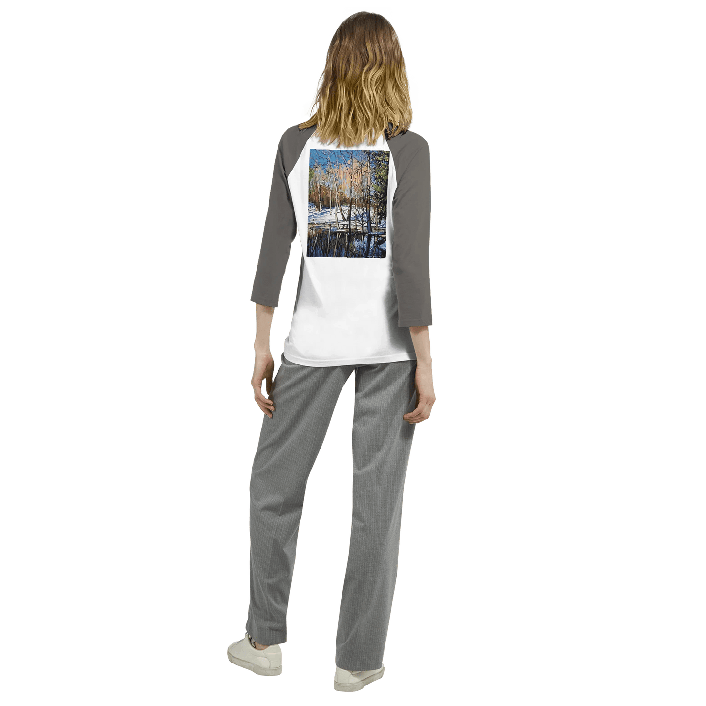 High visibility - Unisex 3/4 sleeve Raglan T-shirt - eduardgurevich XL White and Black