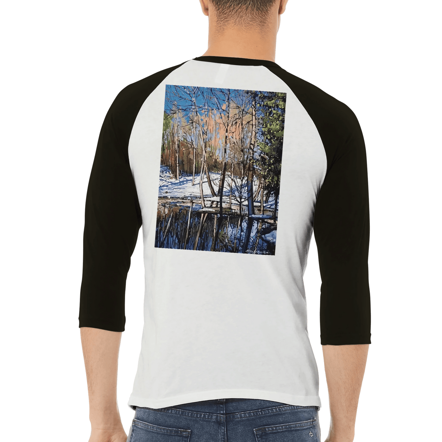High visibility - Unisex 3/4 sleeve Raglan T-shirt - eduardgurevich XL White and Black
