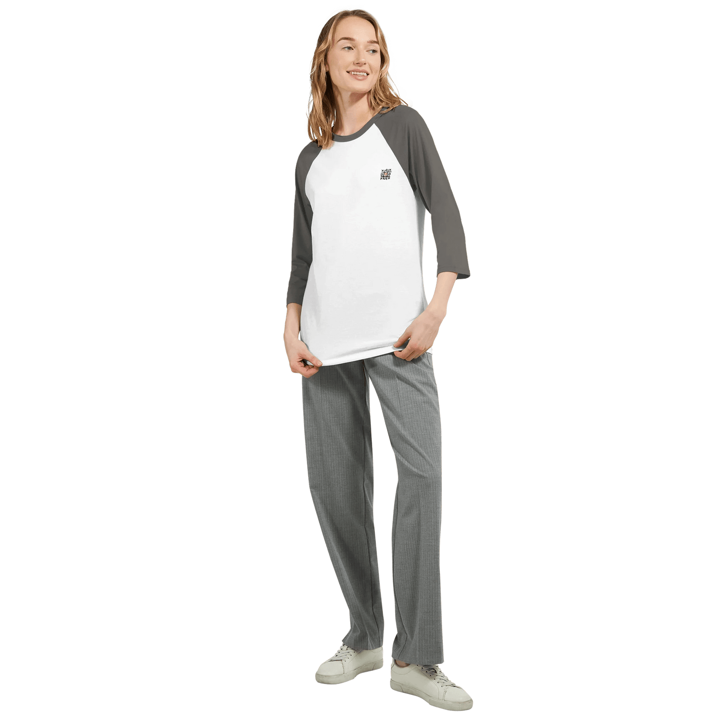 High visibility - Unisex 3/4 sleeve Raglan T-shirt - eduardgurevich XL White and Black