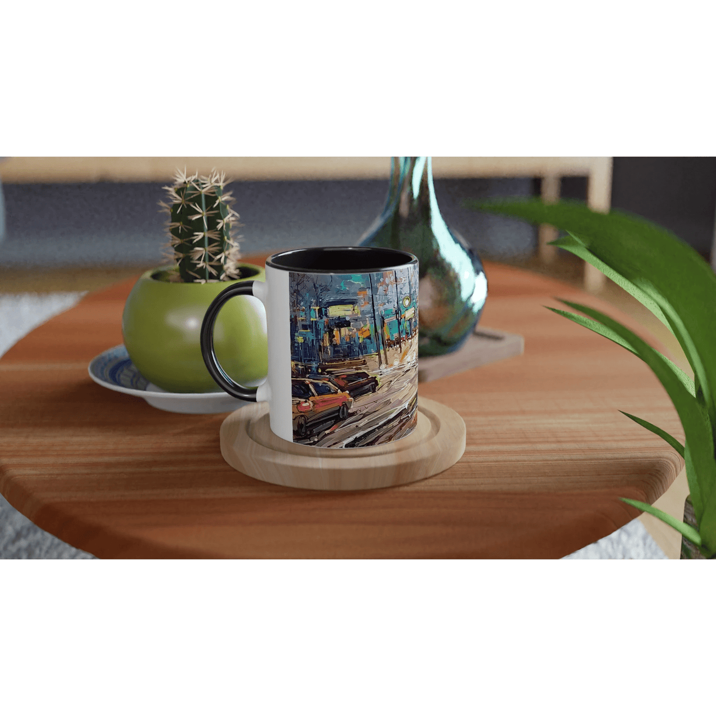 History of lights - White 11oz Ceramic Mug with Color Inside - eduardgurevich