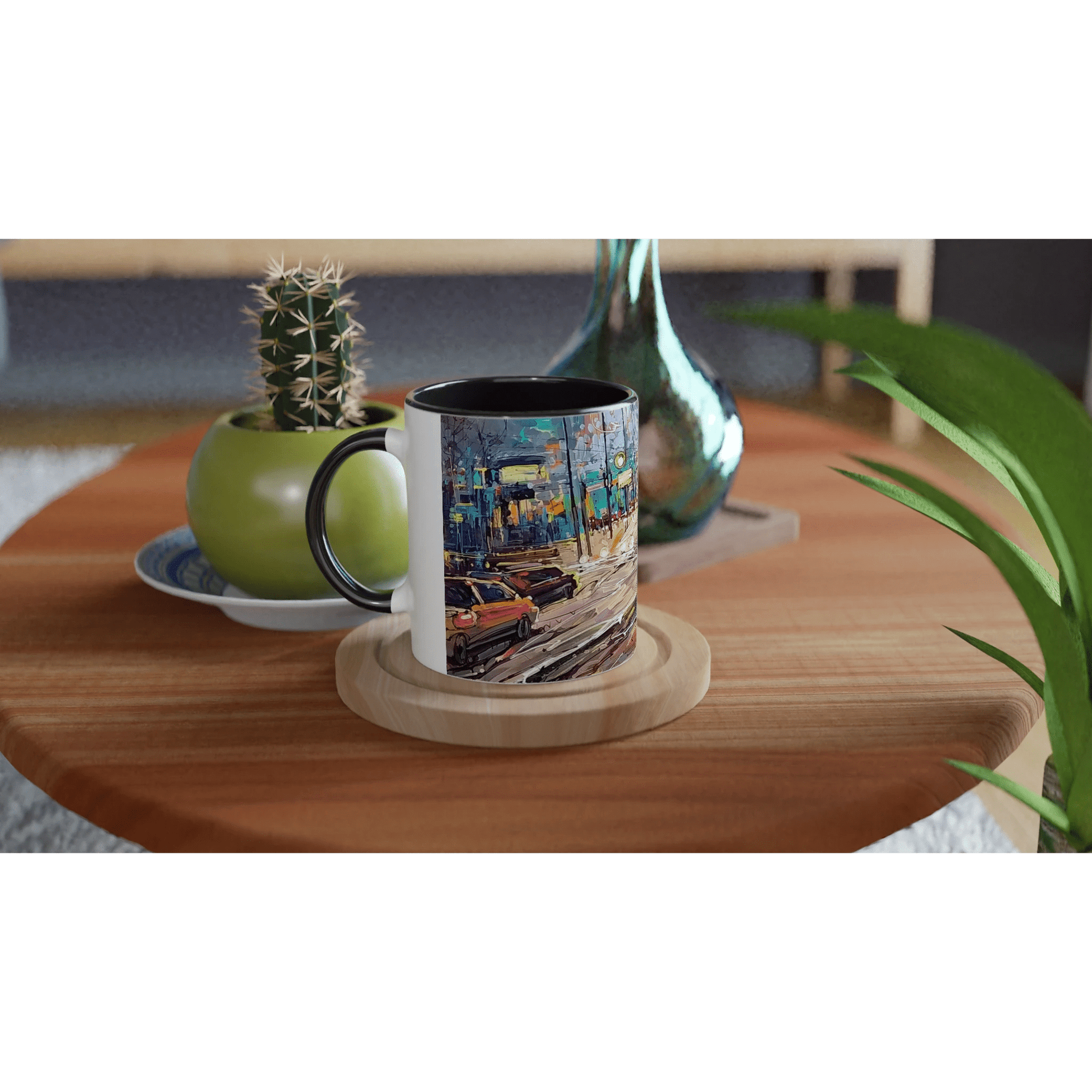 History of lights - White 11oz Ceramic Mug with Color Inside - eduardgurevich