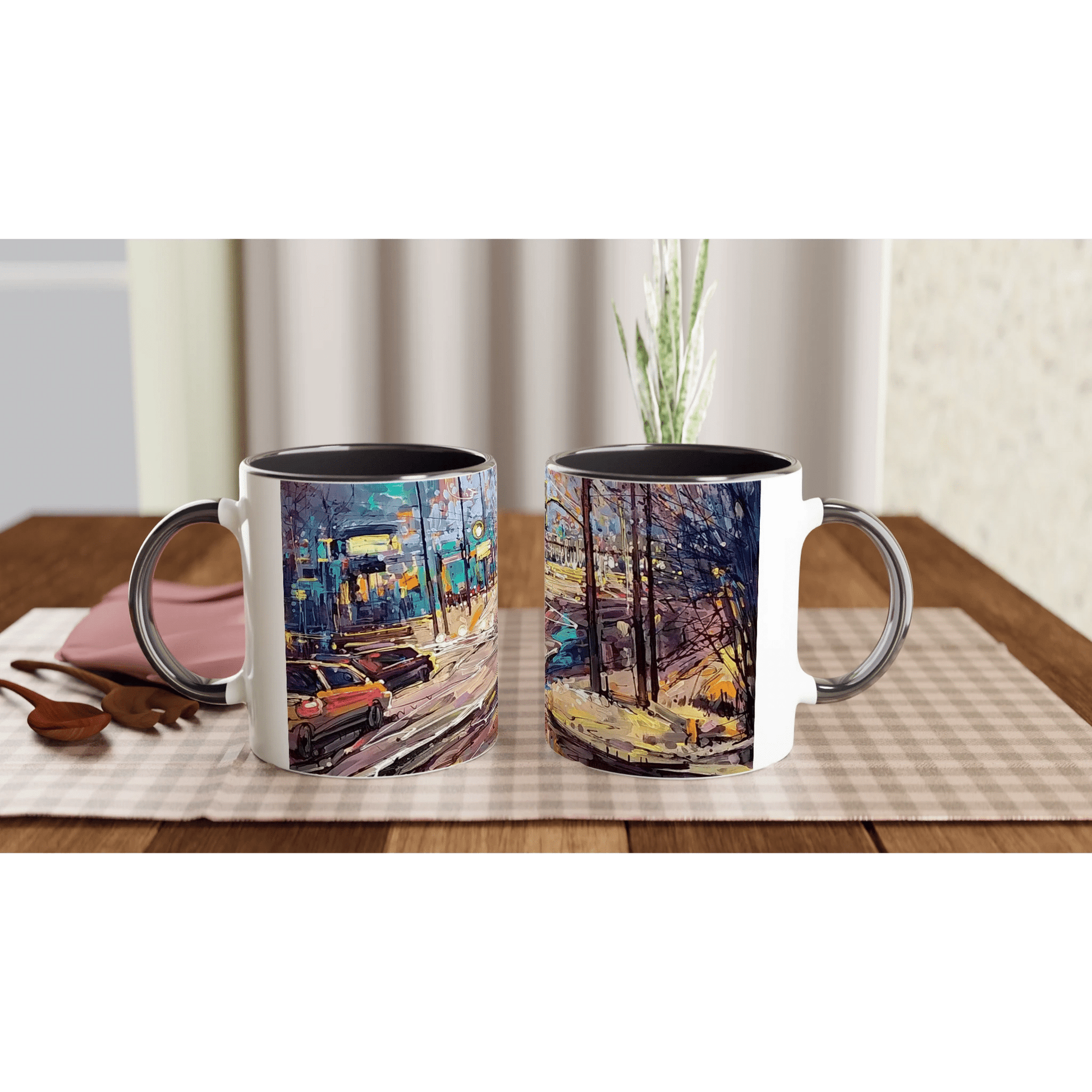 History of lights - White 11oz Ceramic Mug with Color Inside - eduardgurevich