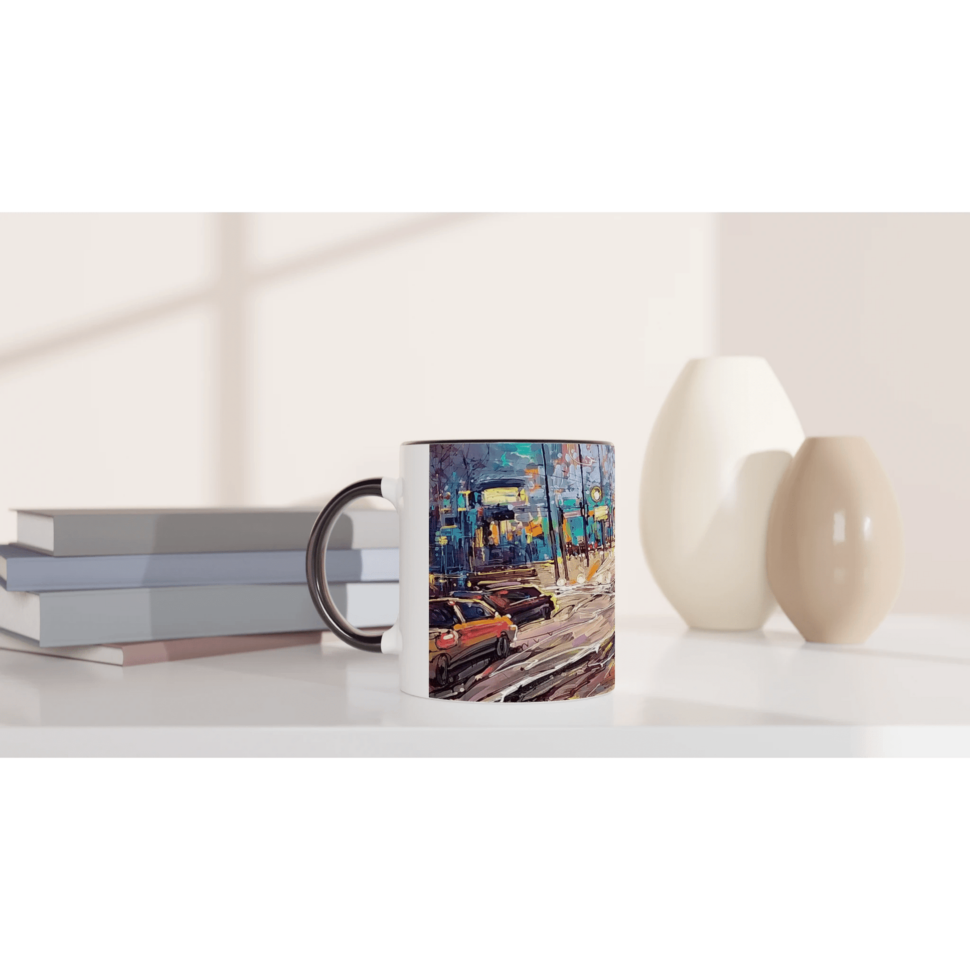 History of lights - White 11oz Ceramic Mug with Color Inside - eduardgurevich