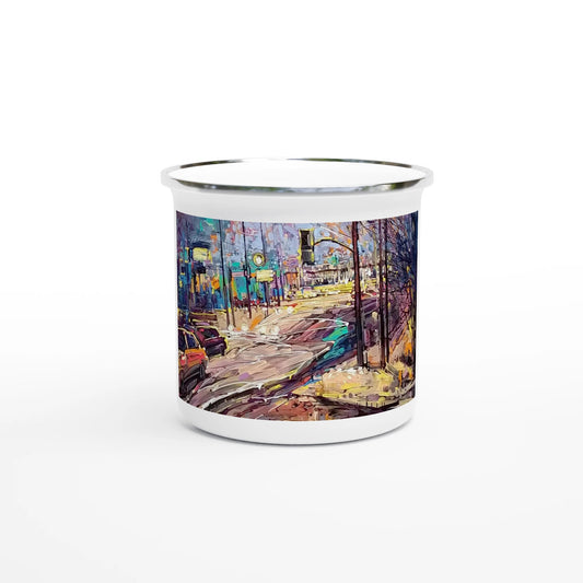 History of lights - White 12oz Enamel Mug - eduardgurevich