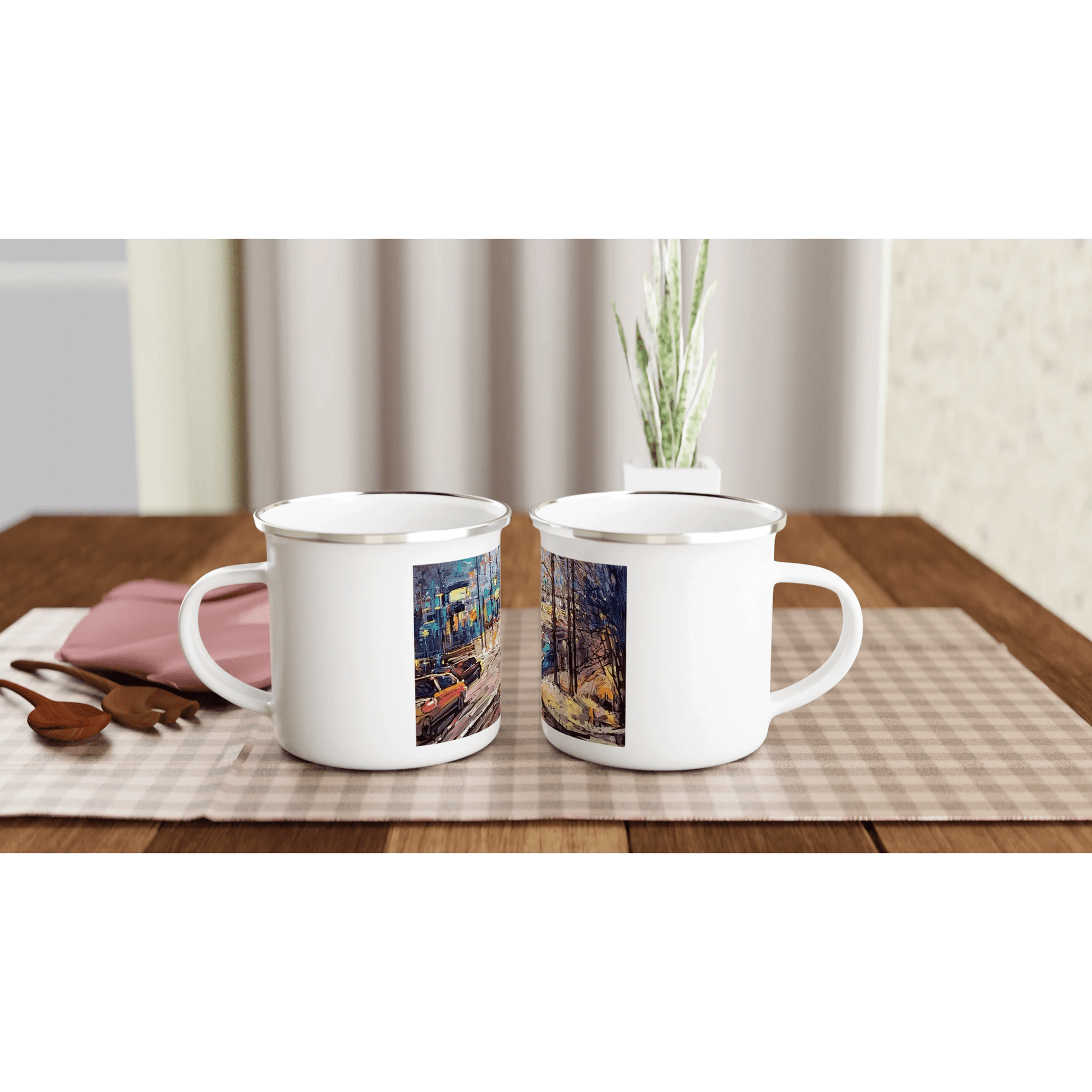 History of lights - White 12oz Enamel Mug - eduardgurevich