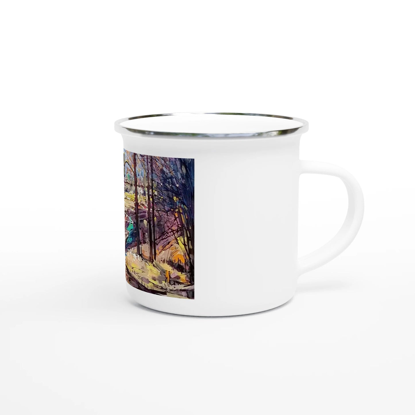 History of lights - White 12oz Enamel Mug - eduardgurevich