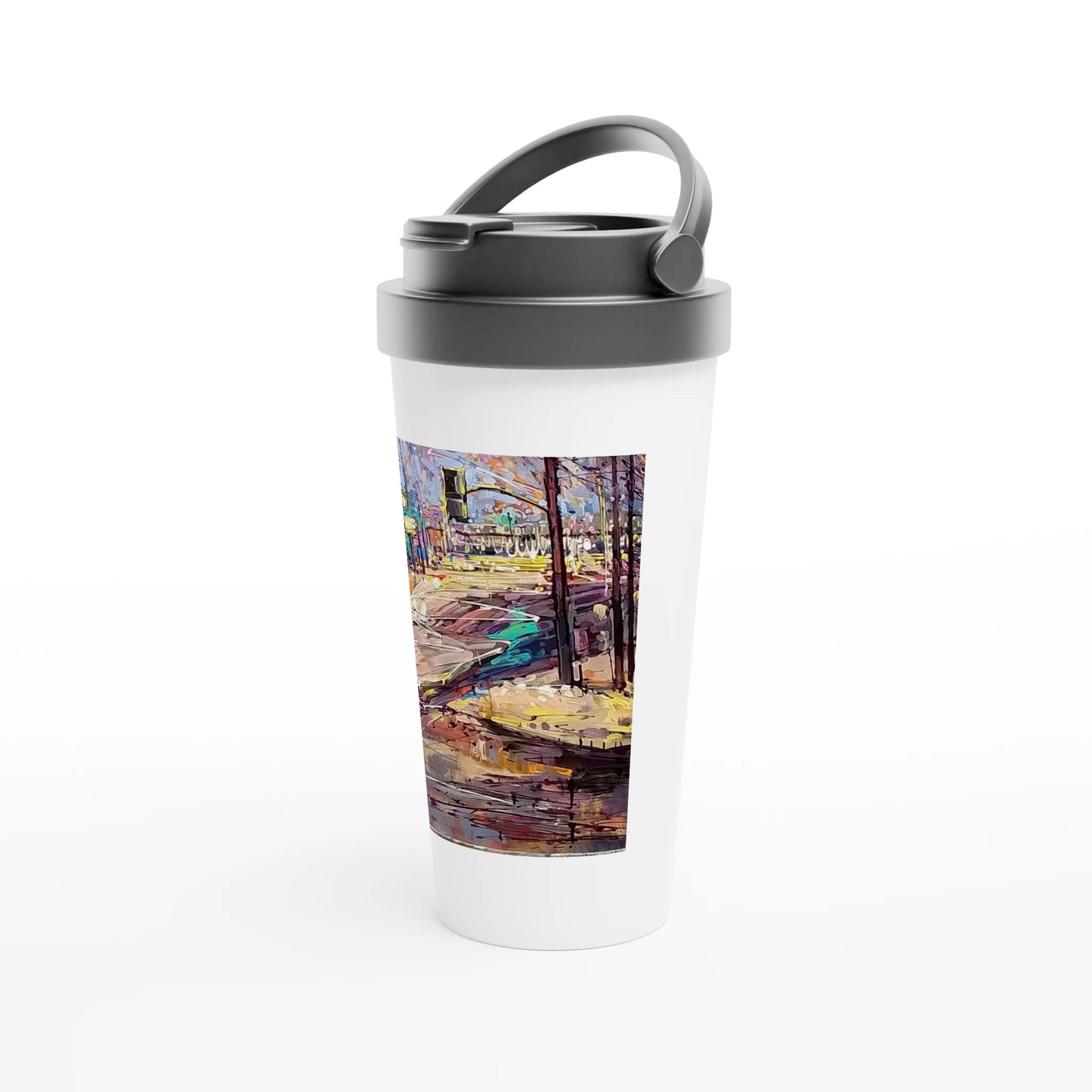 History of lights - White 15oz Stainless Steel Travel Mug - eduardgurevich
