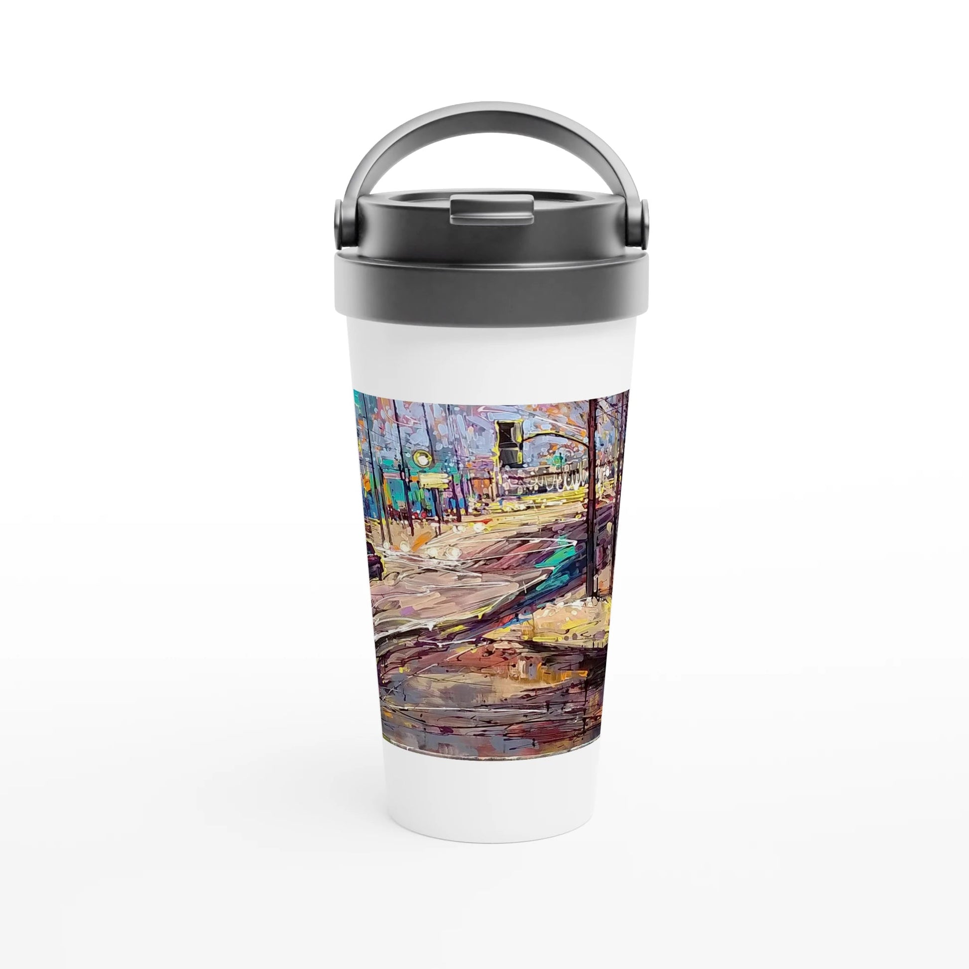 History of lights - White 15oz Stainless Steel Travel Mug - eduardgurevich